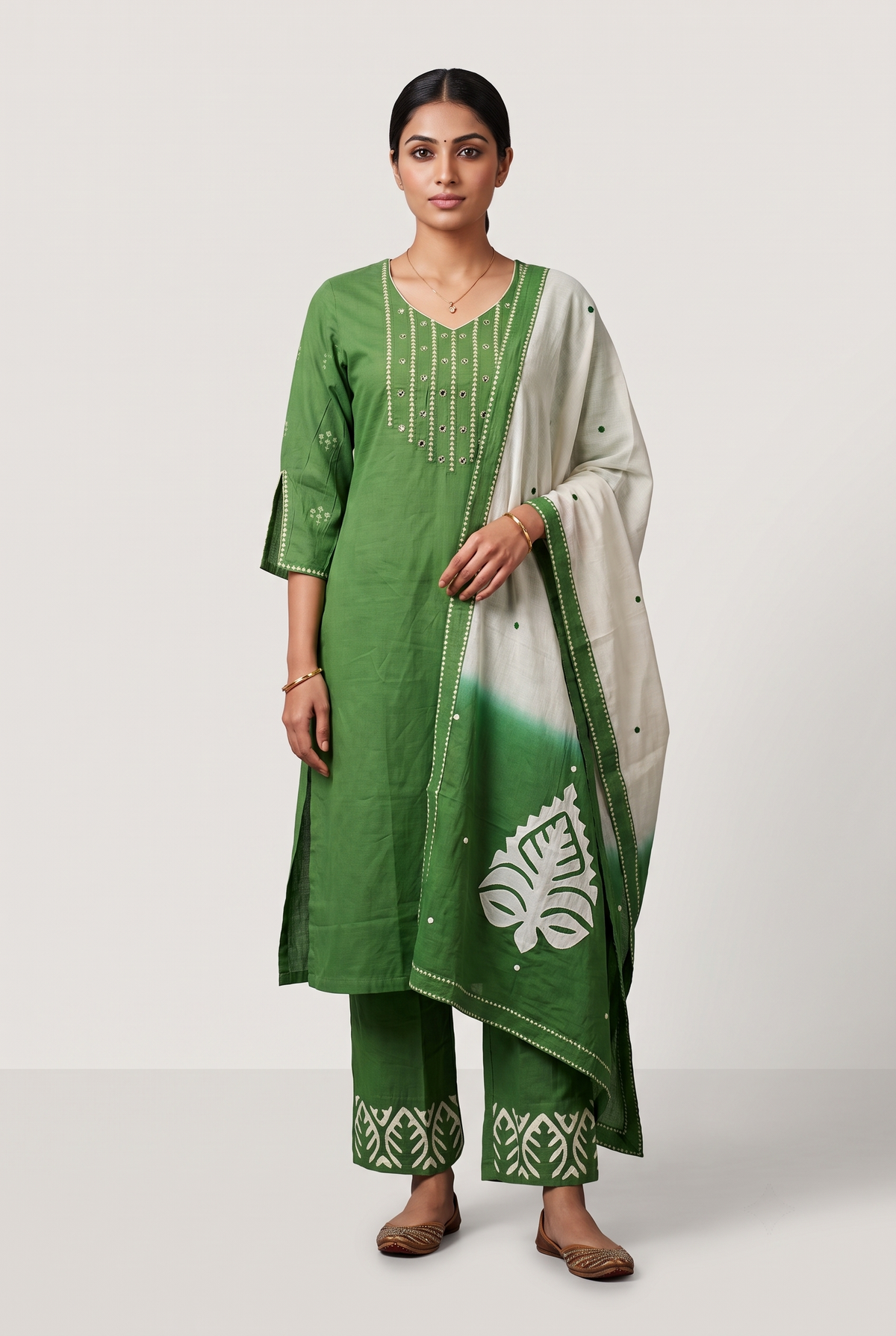 Cotton Straight Green Salwar Suit