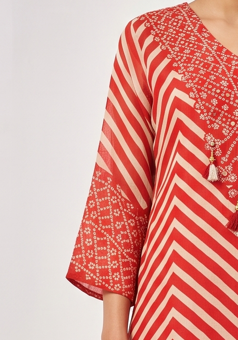 Red Mal Chanderi Straight Suit Set