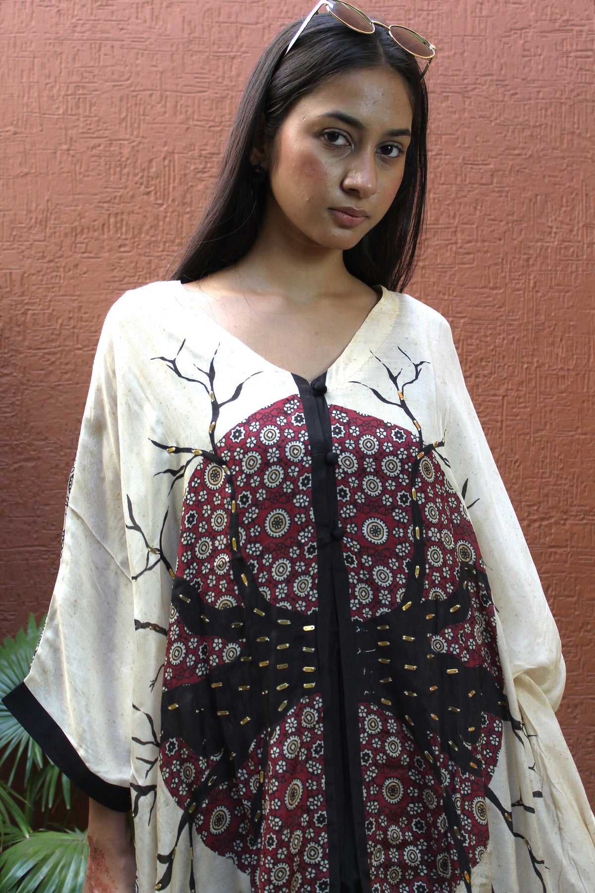 Maroon Muslin kaftan Co-ord Set