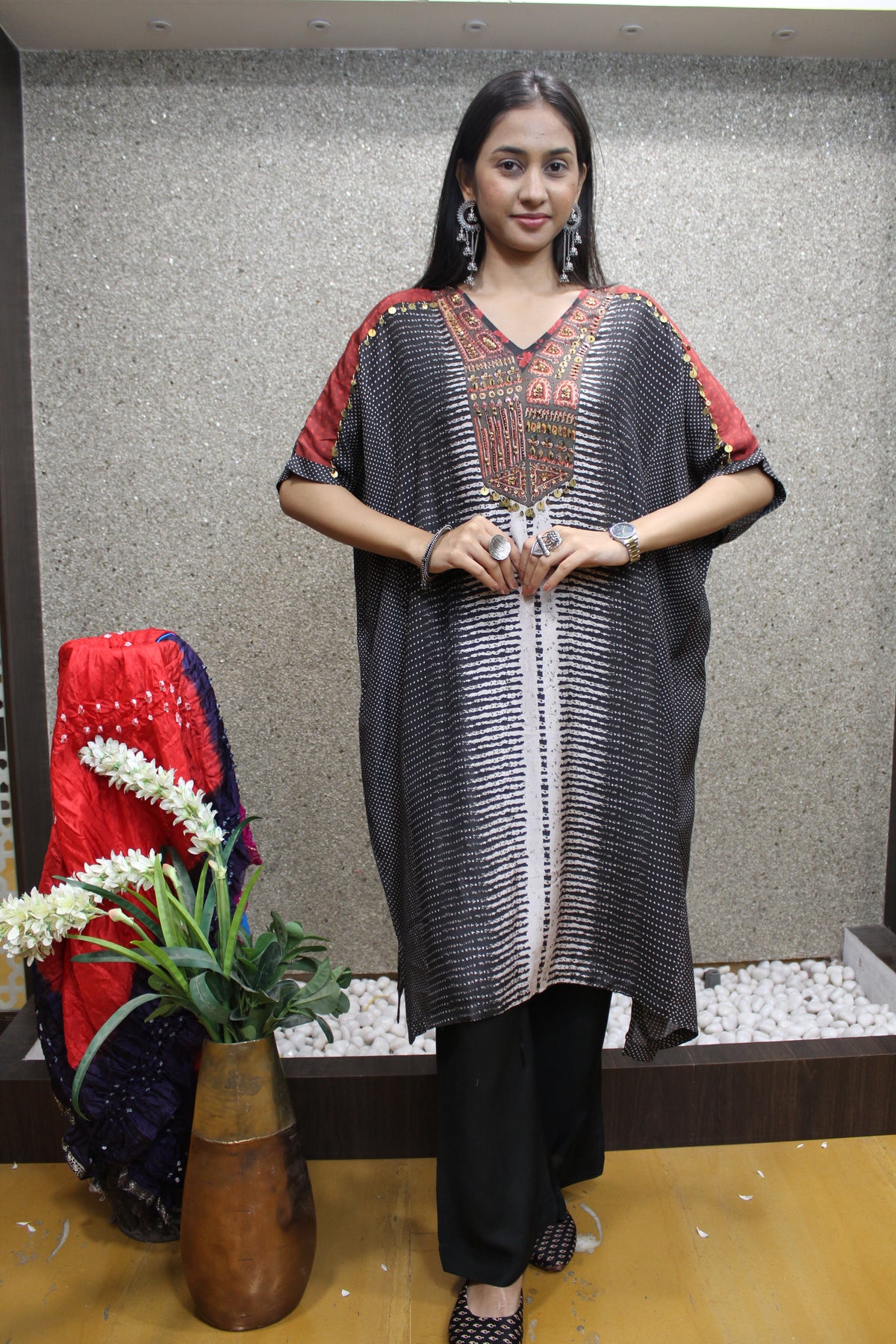 Black Dola Silk Festive kaftan