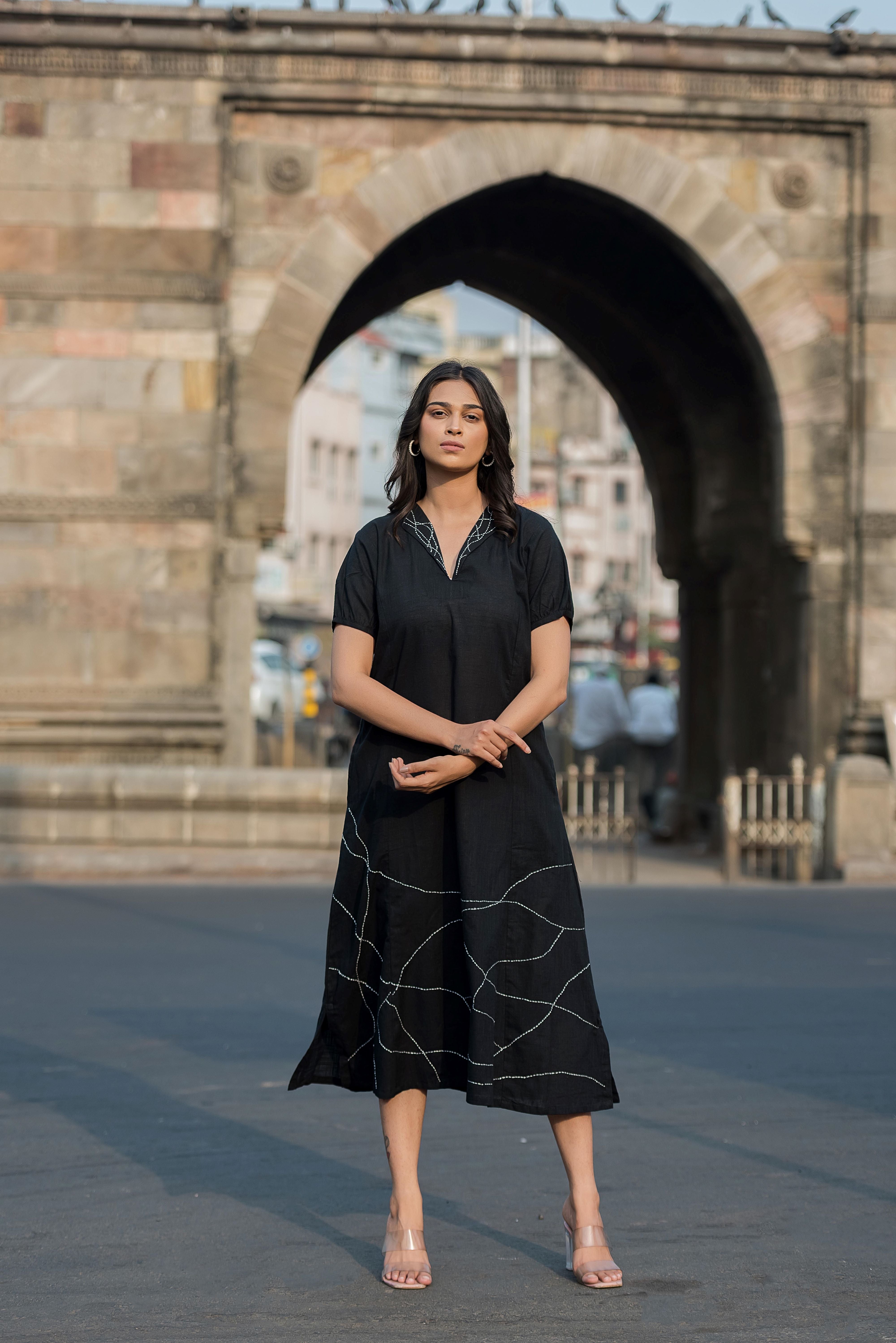 An Elegant Black Kali Linen Dress