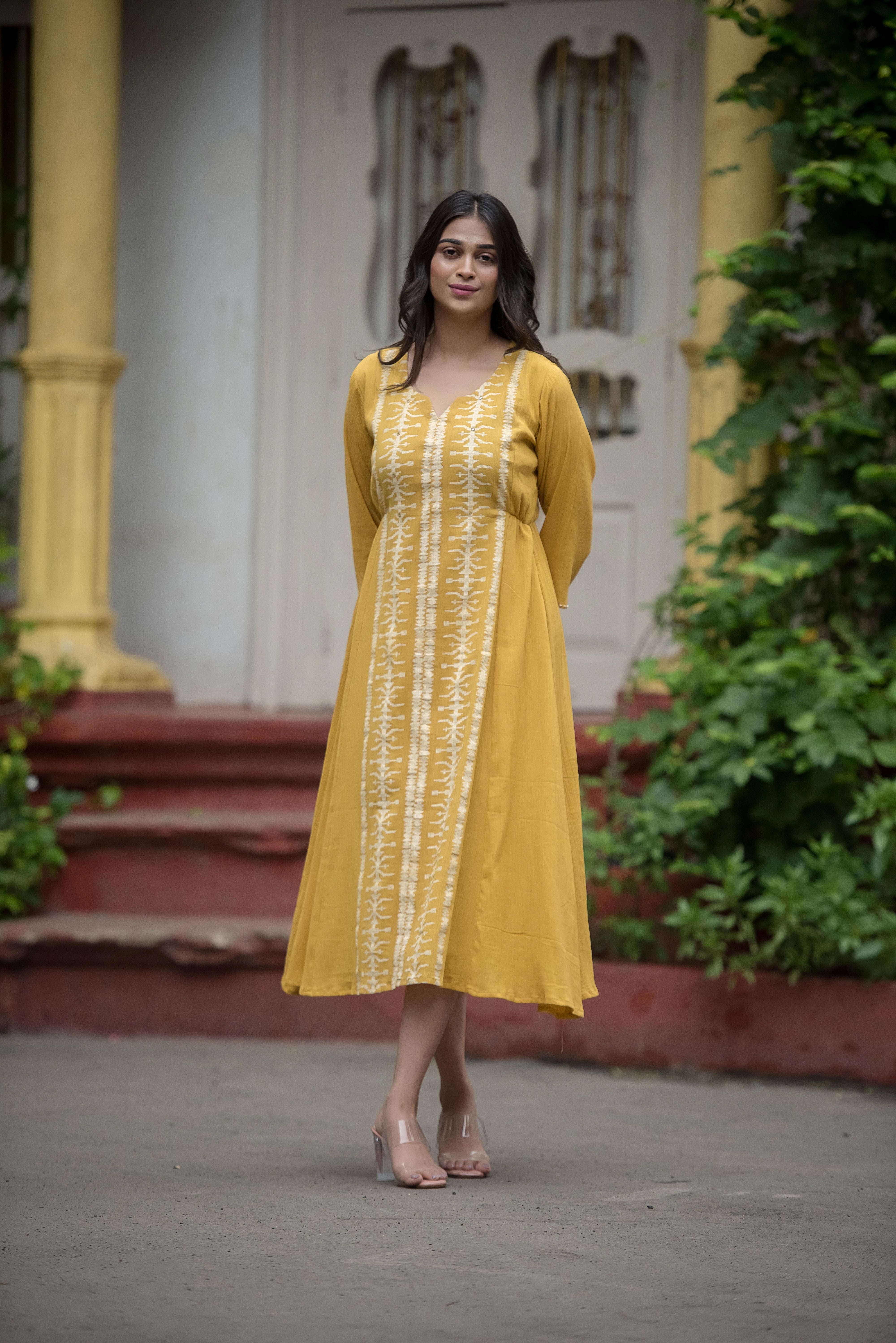 Graceful Yellow Anarkali with Intricate Detailing
