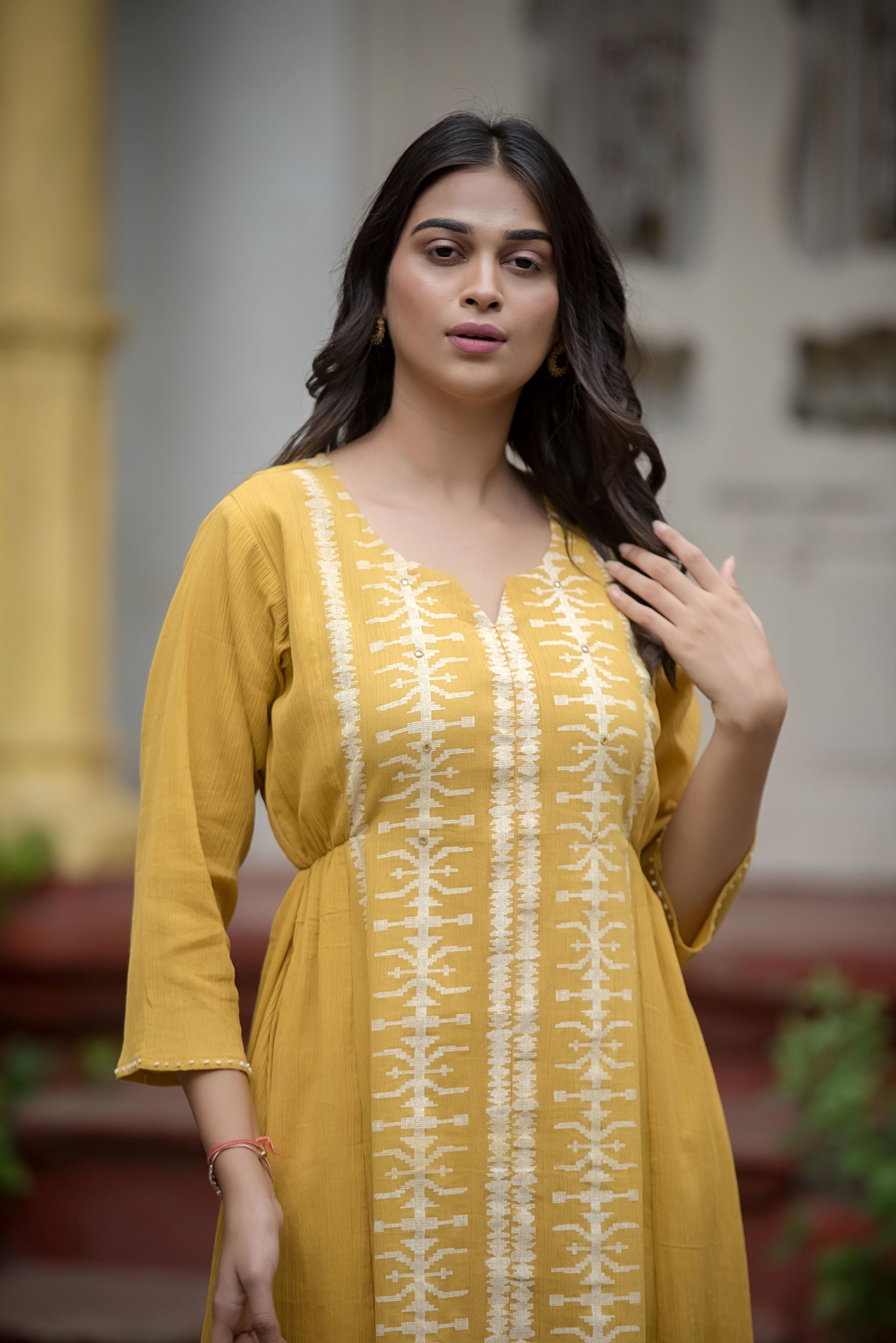 Graceful Yellow Anarkali with Intricate Detailing