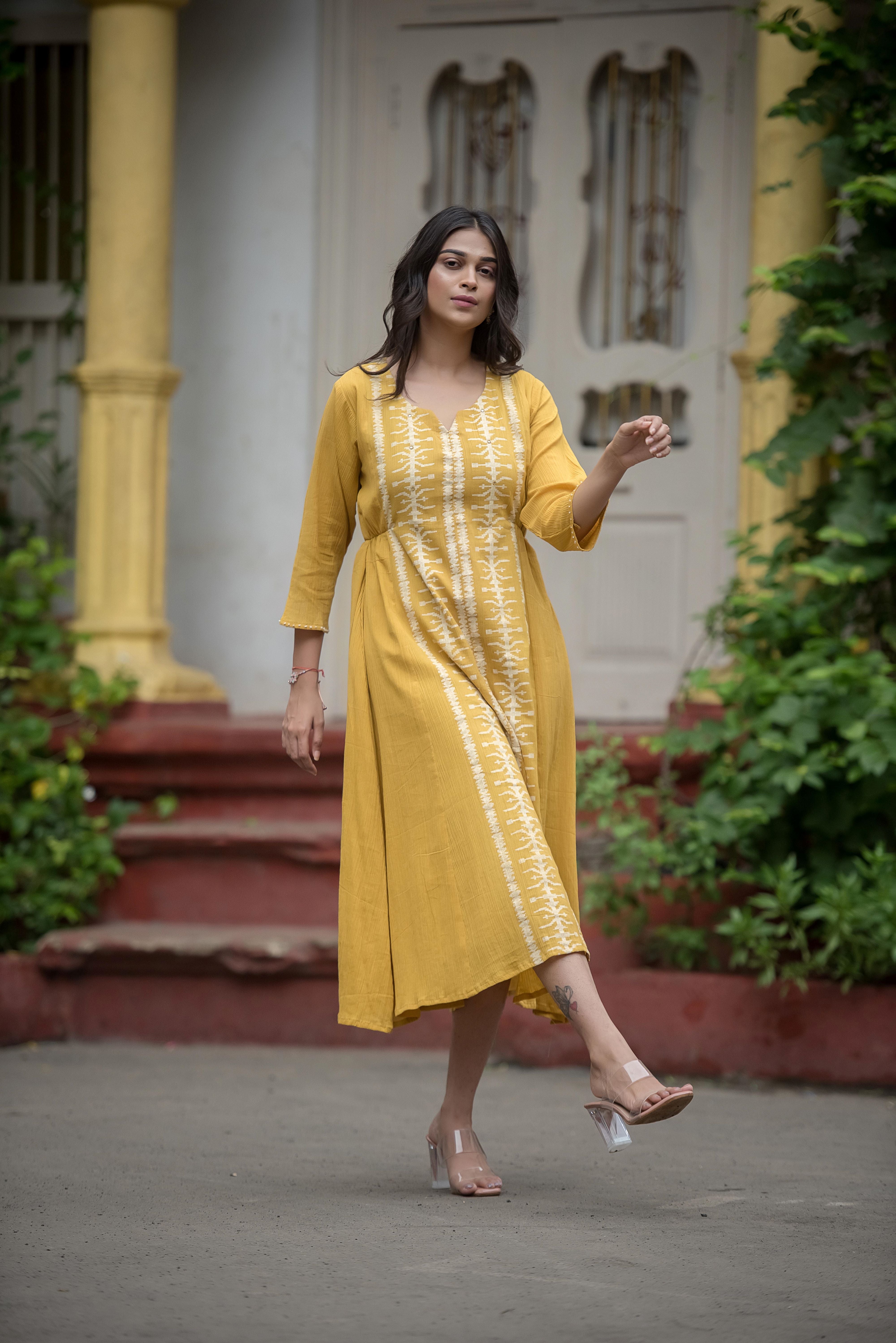 Graceful Yellow Anarkali with Intricate Detailing