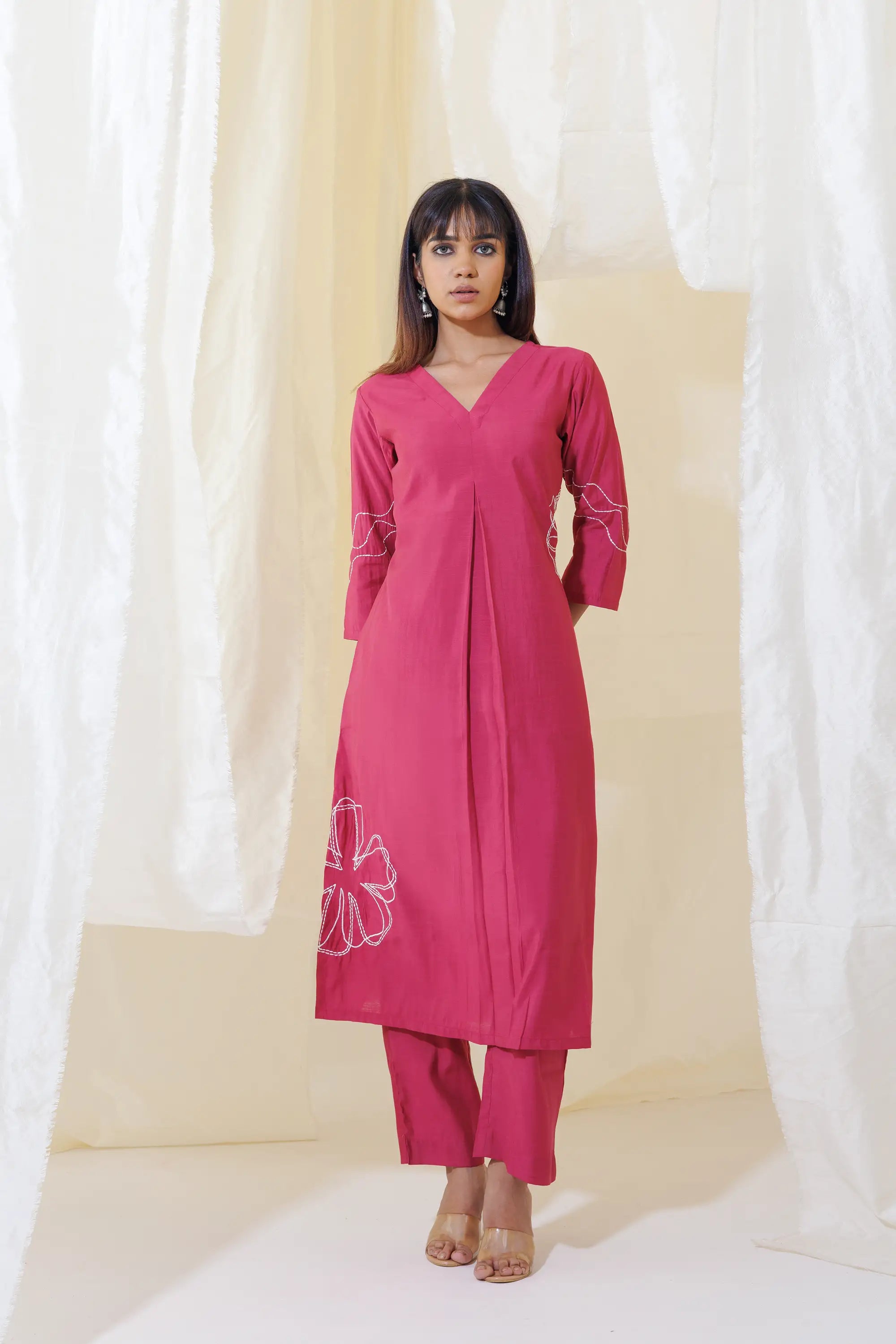 Pink Aline Kurta Set