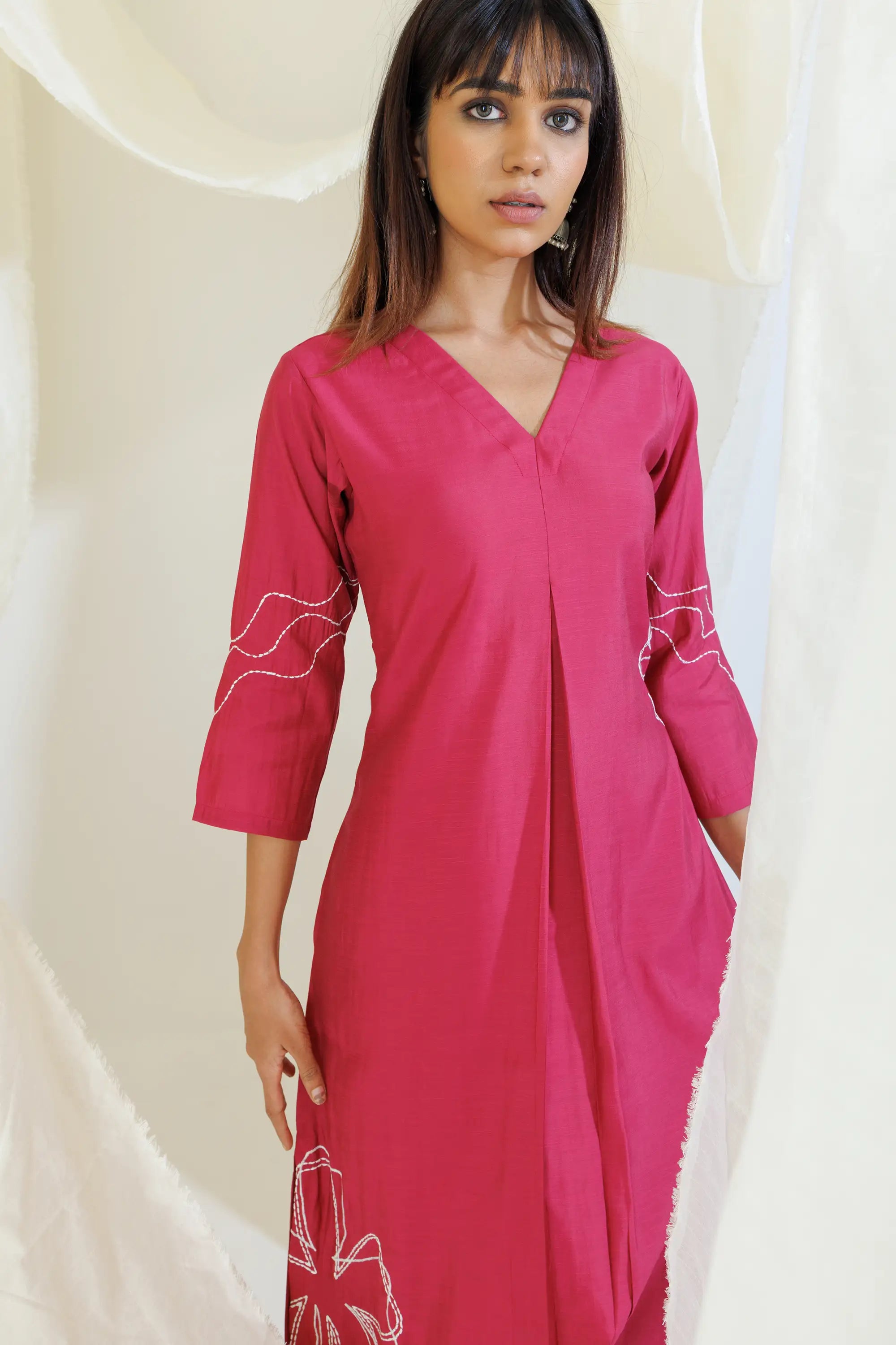 Pink Aline Kurta Set