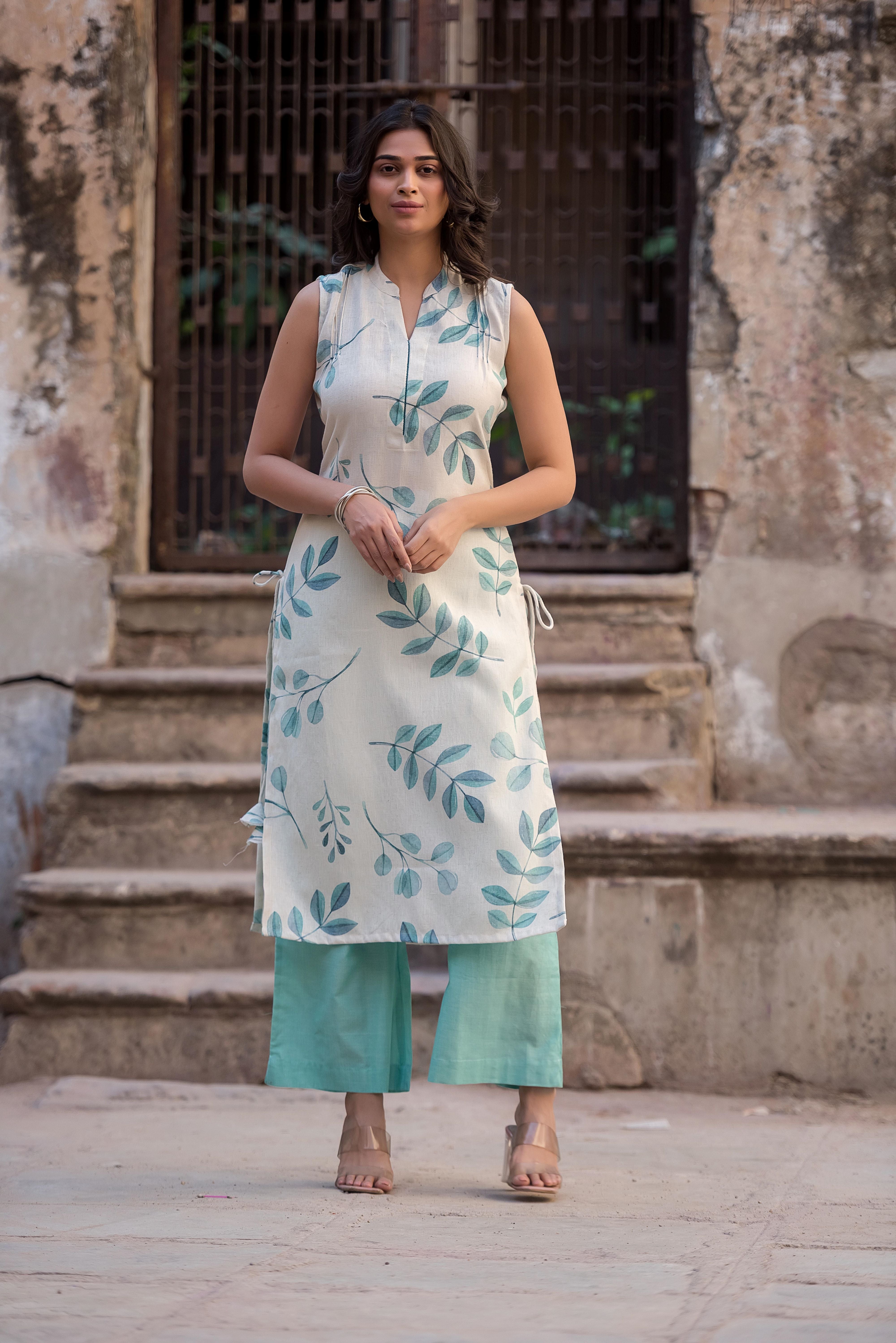 A Elegant Teal Blue Straight Kurta Set