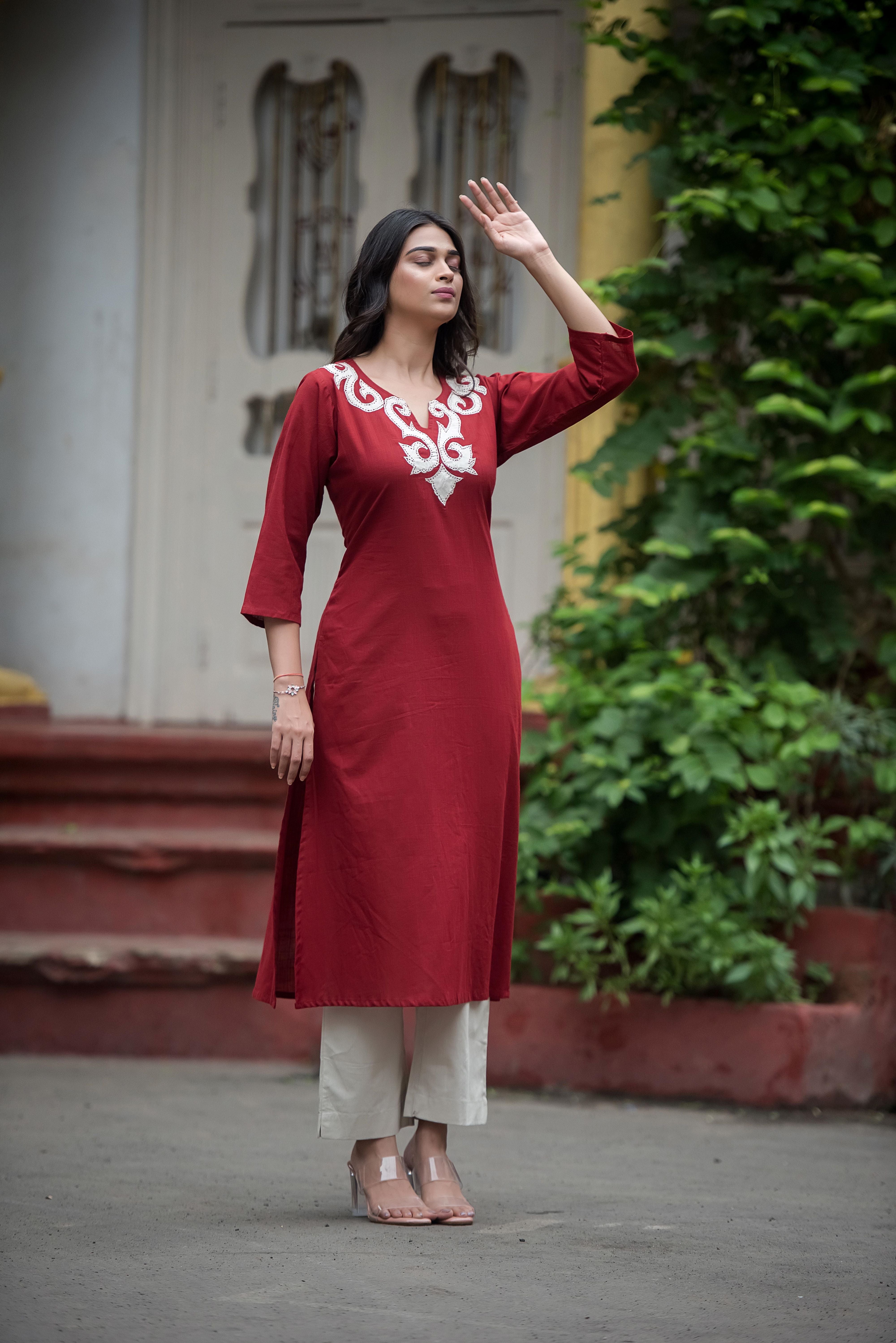 Elegant Maroon Straight Co-Ord Set