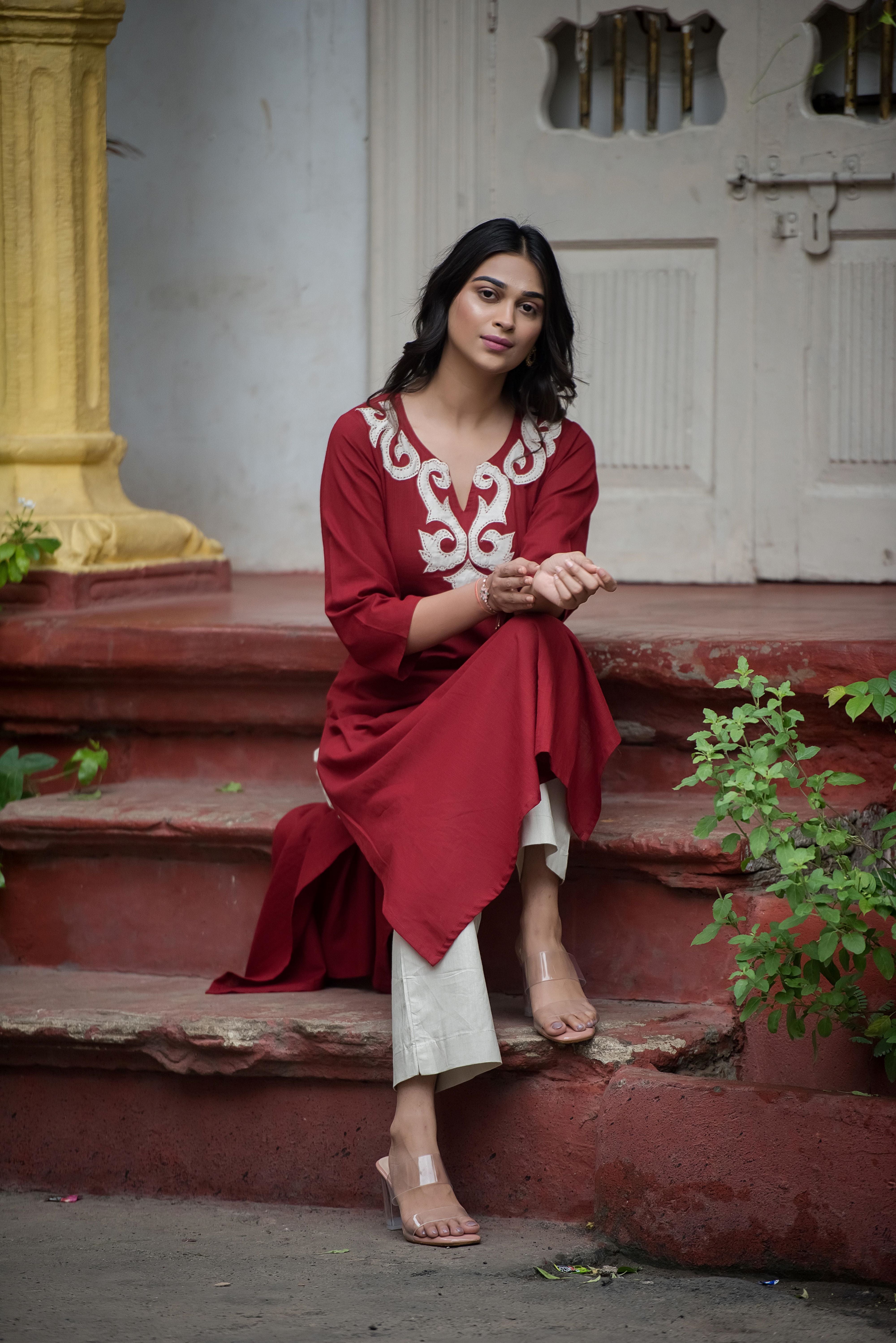 Elegant Maroon Straight Co-Ord Set