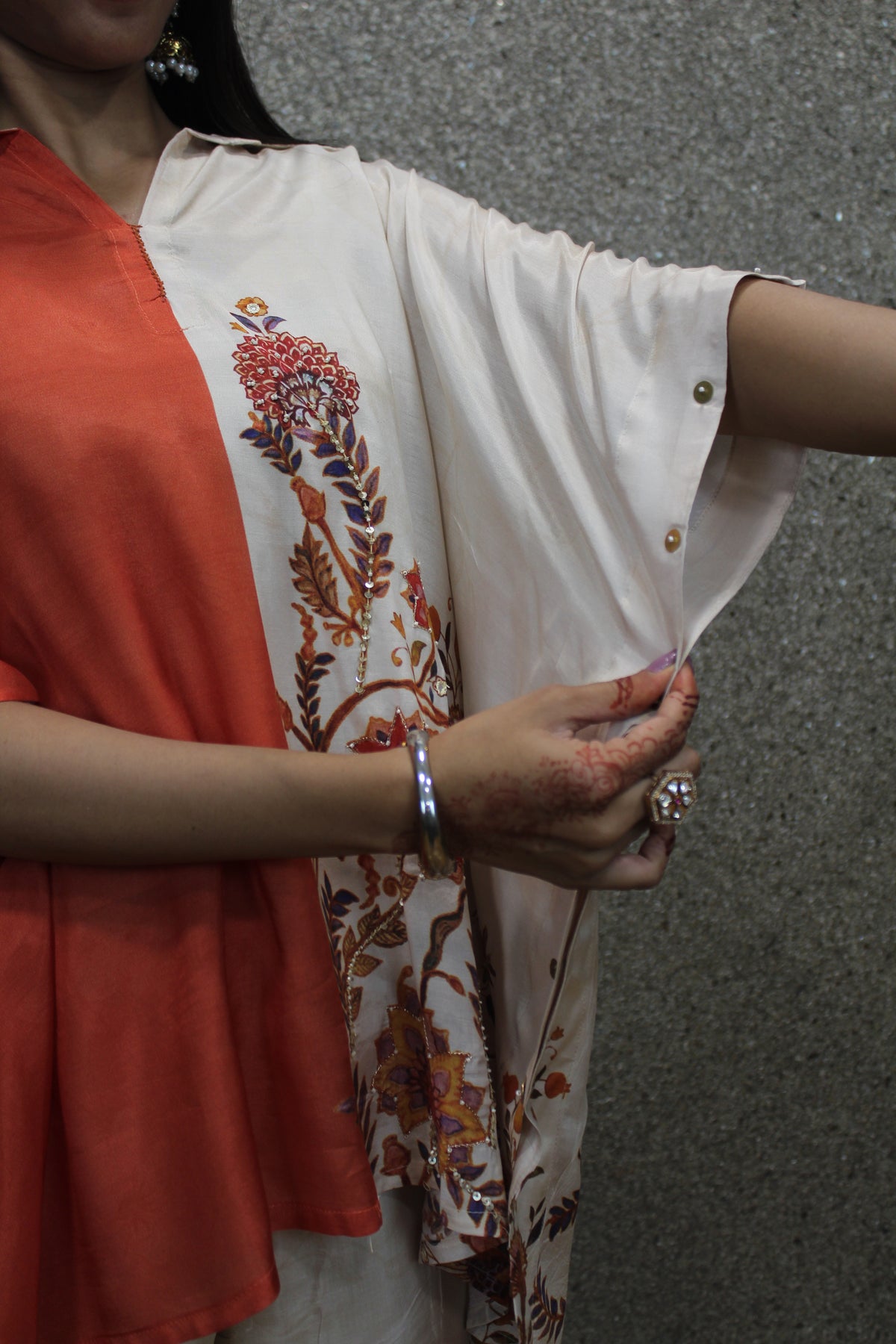 Orange Muslin Kaftan Co-ord Set