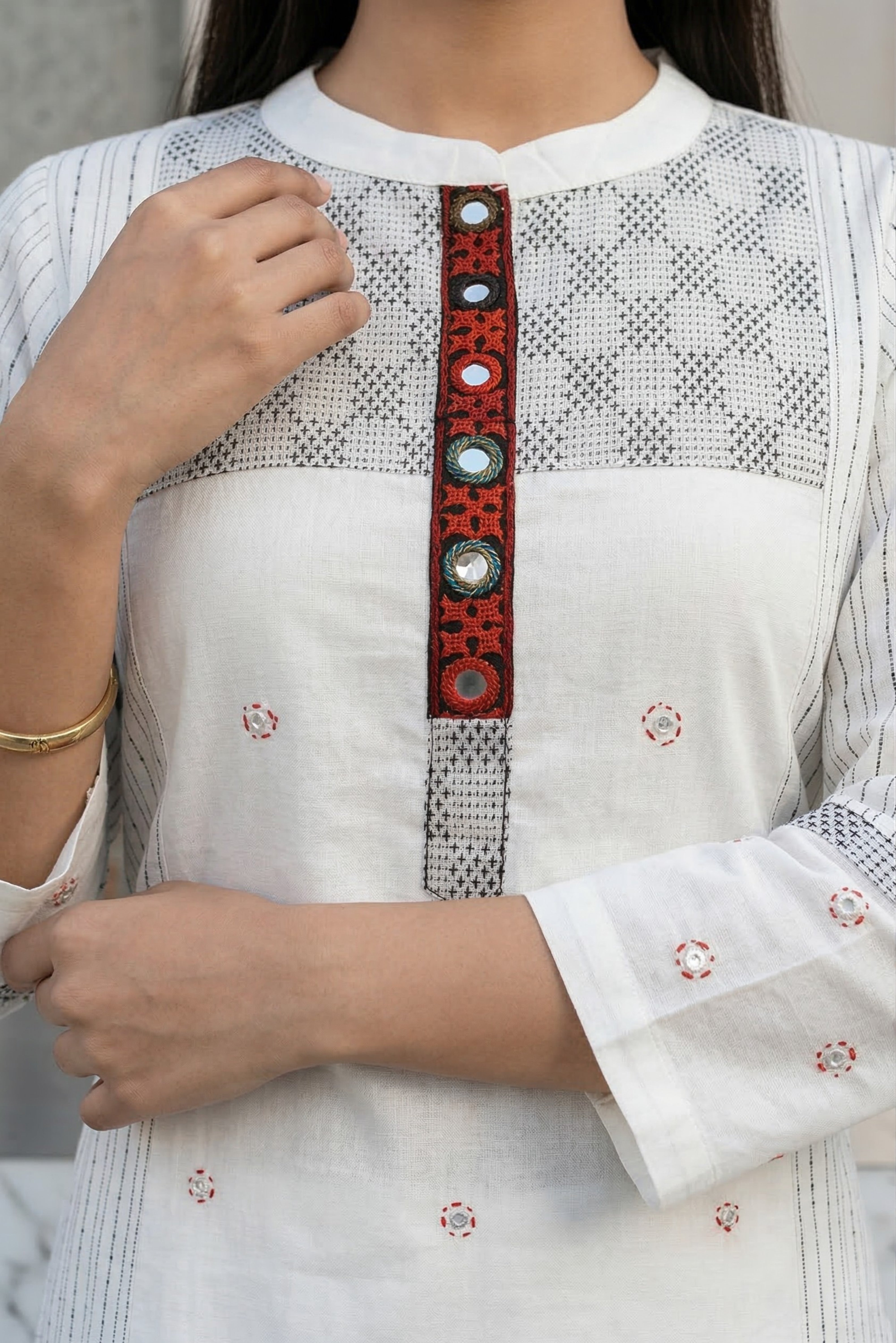 White A-Line Cotton Suit Set