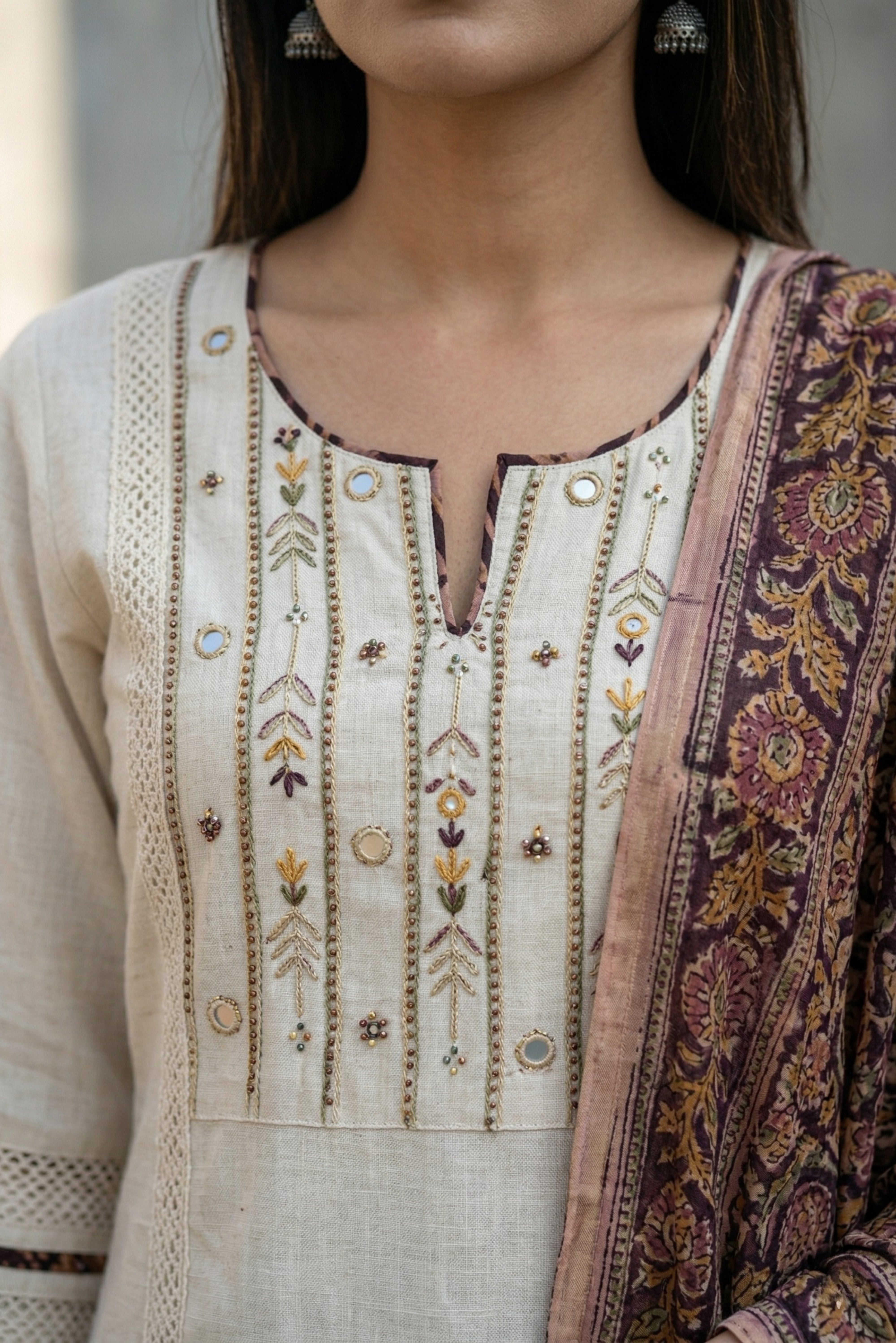 Maroon Cotton Flex Straight Suit Set