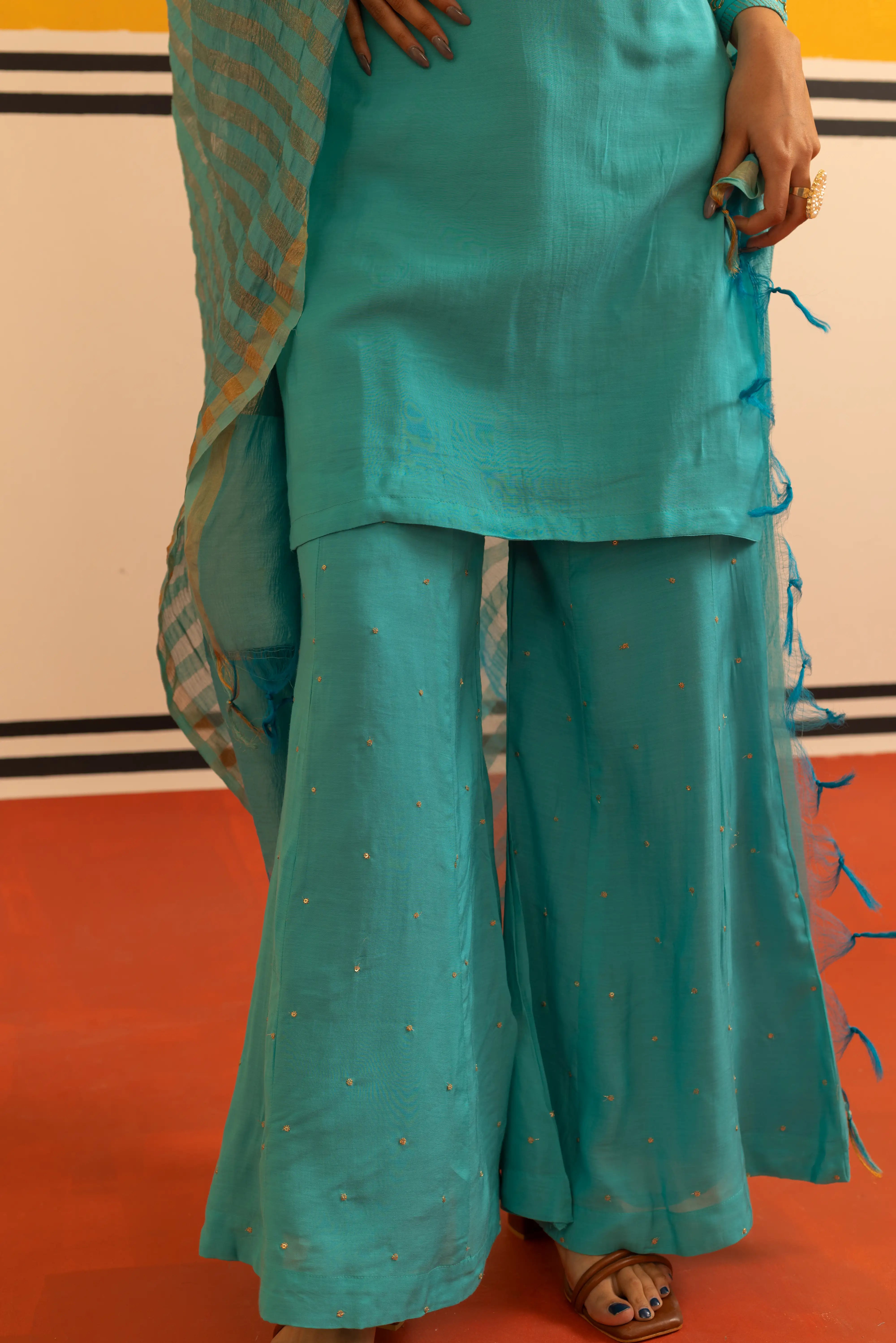 Aqua Muslin Suit Set