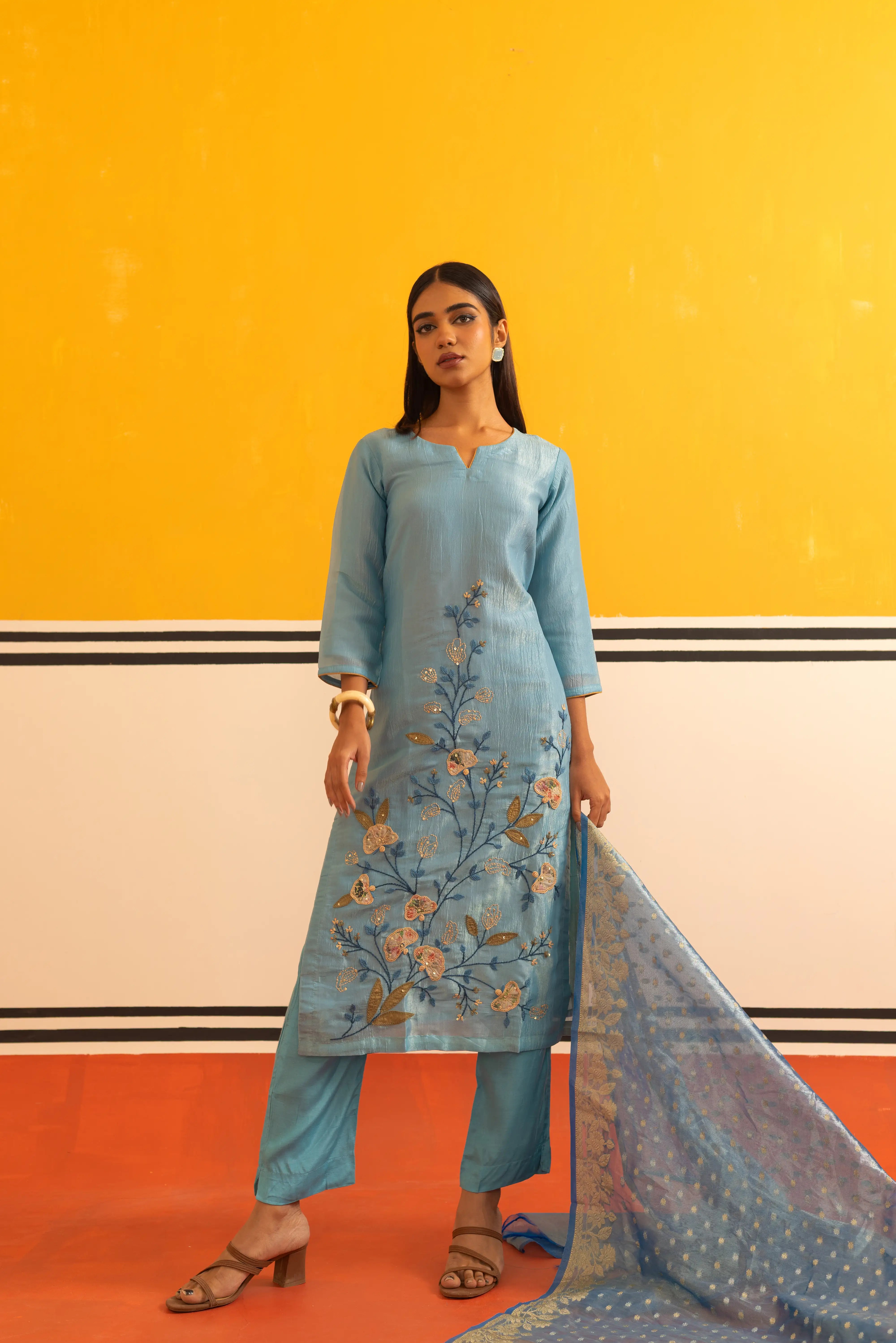 Royal Blue Straight Suit Set