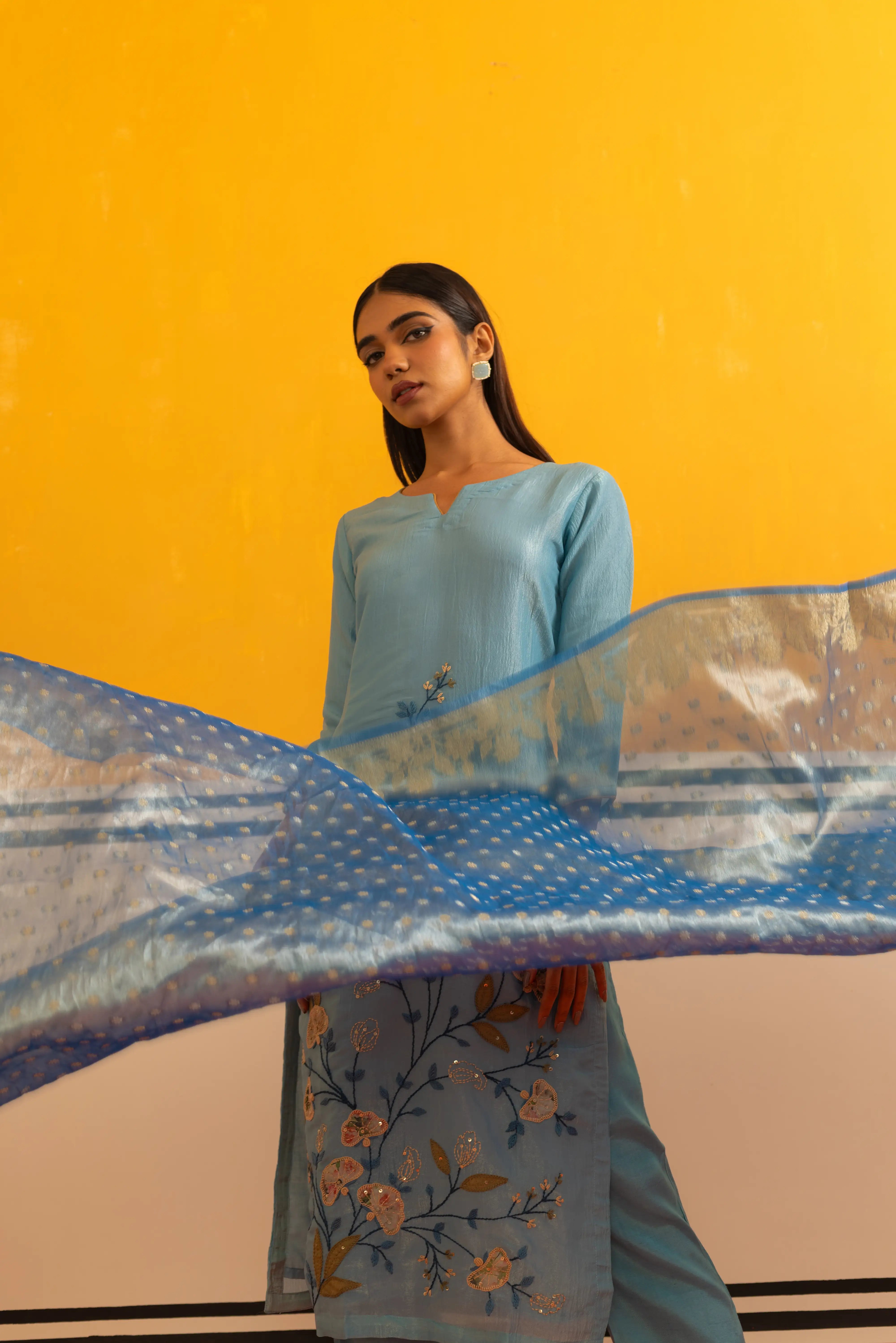 Royal Blue Straight Suit Set