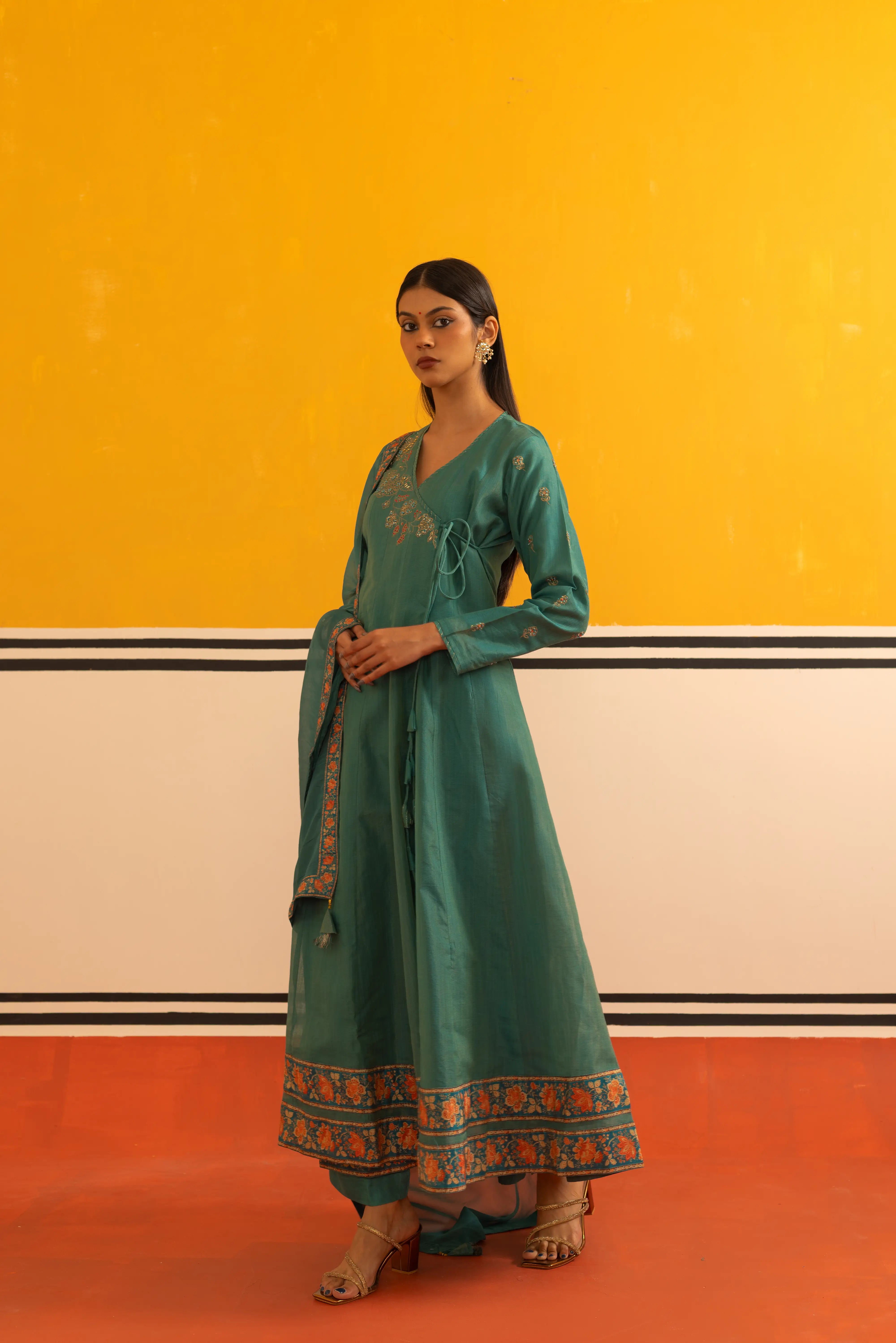 Rama Green Flair Suit Set