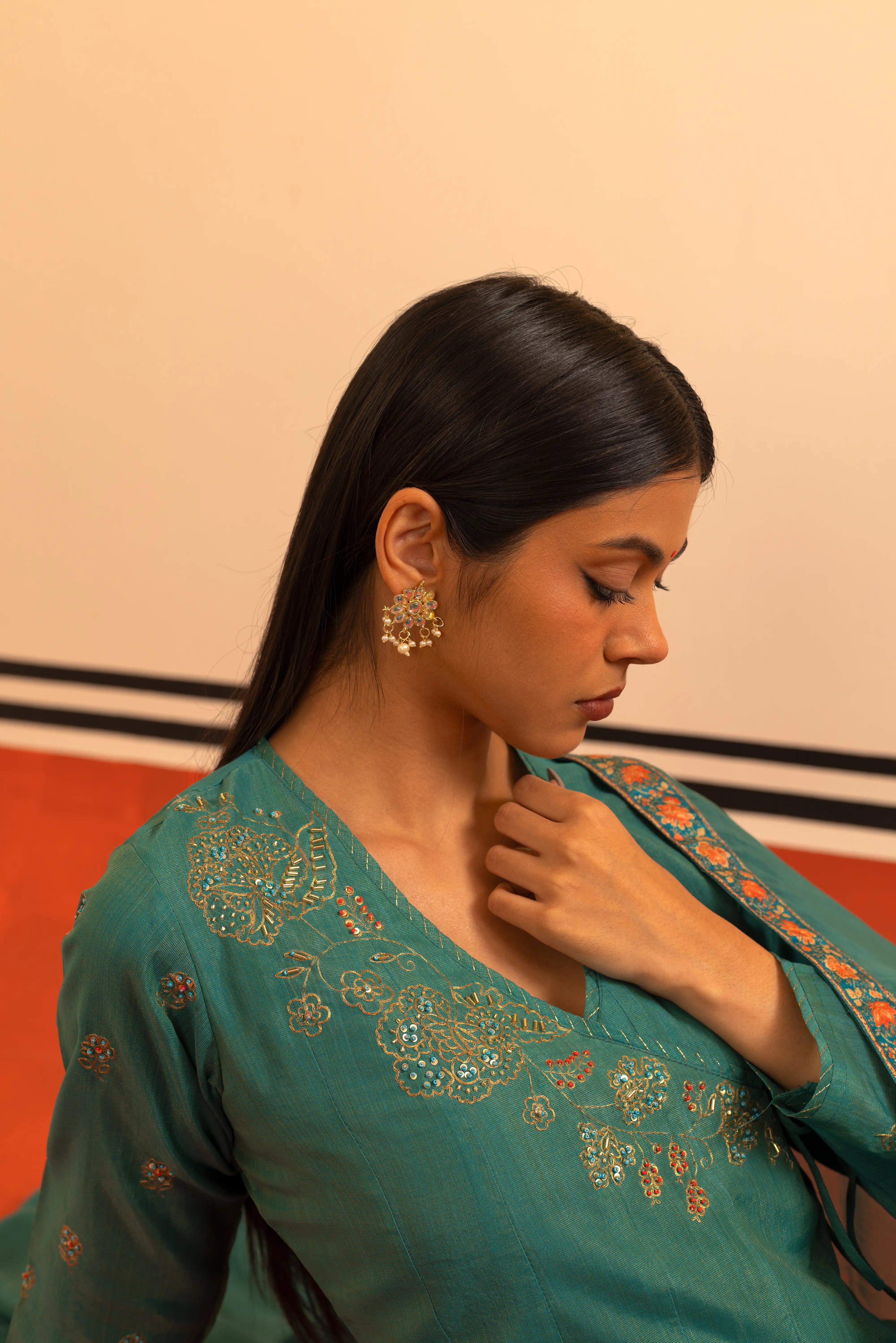 Rama Green Flair Suit Set