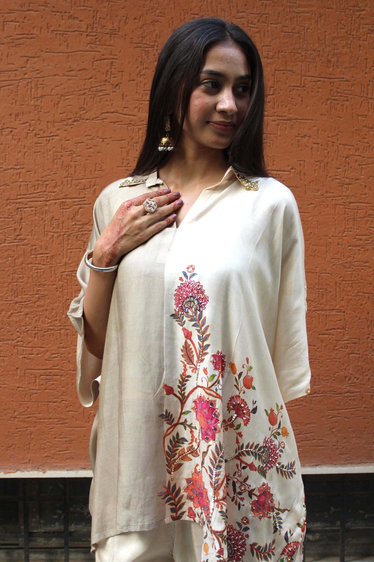 Off_White Muslin kaftan Co-ord Set