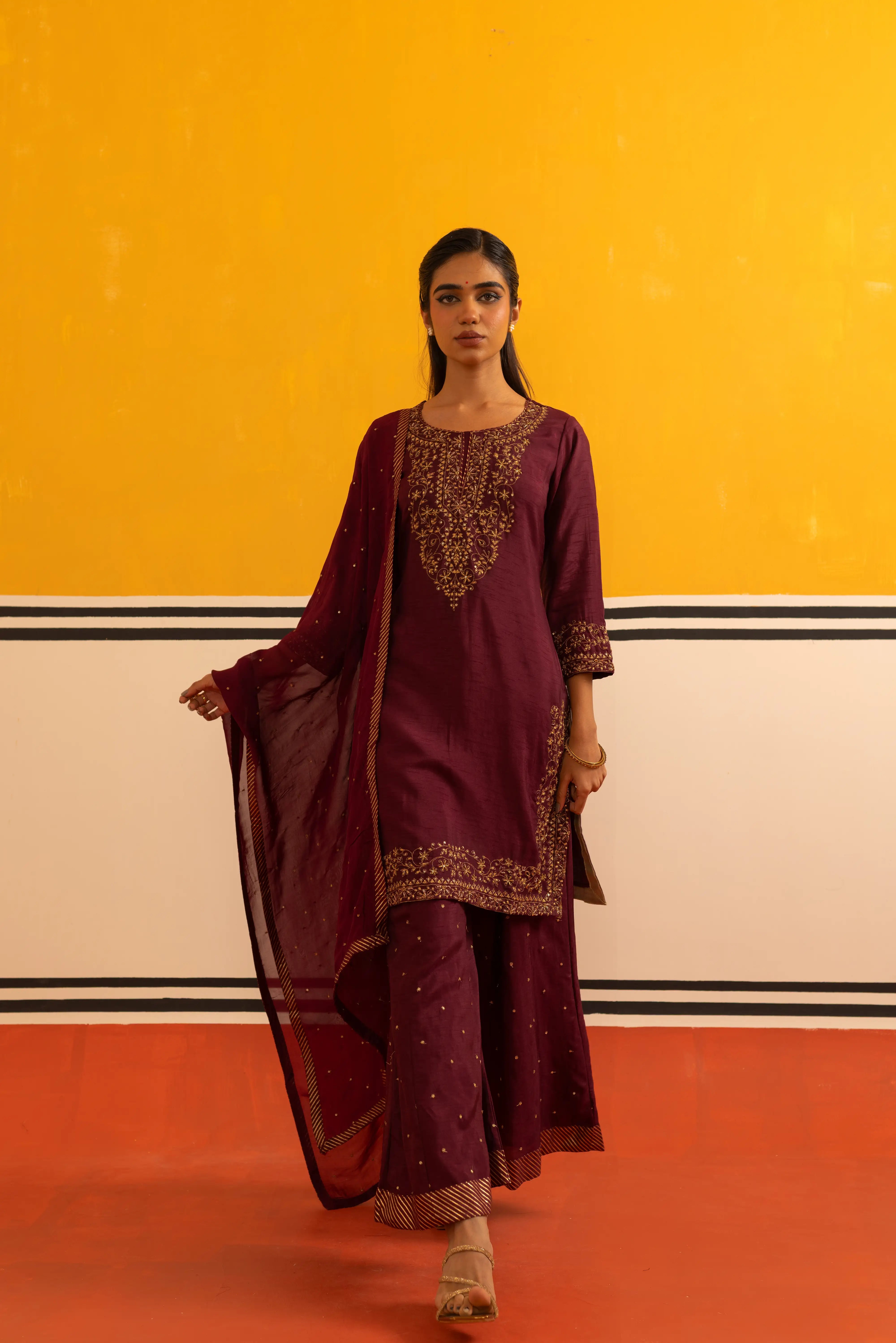 Magenta Straight Suit Set