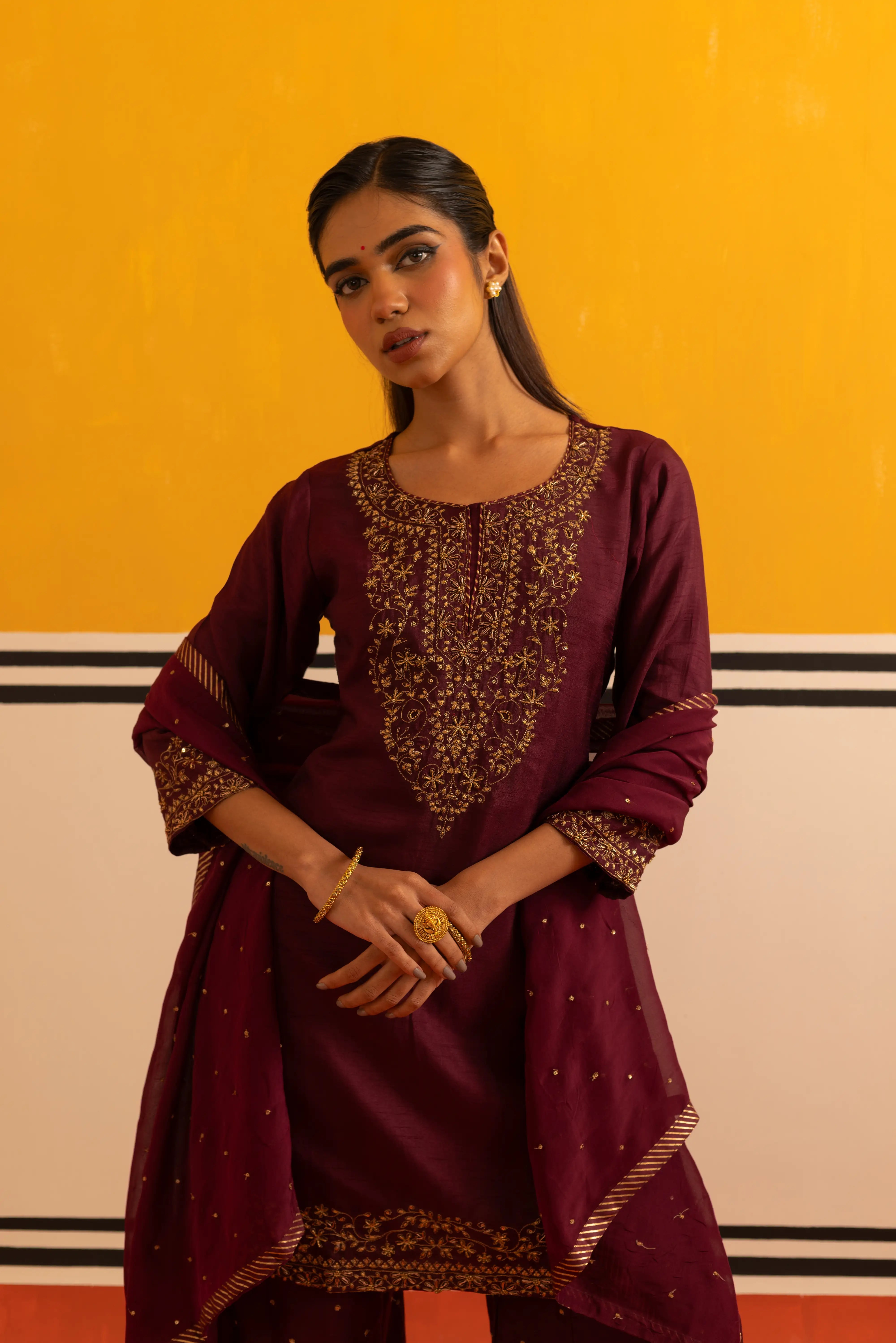 Magenta Straight Suit Set