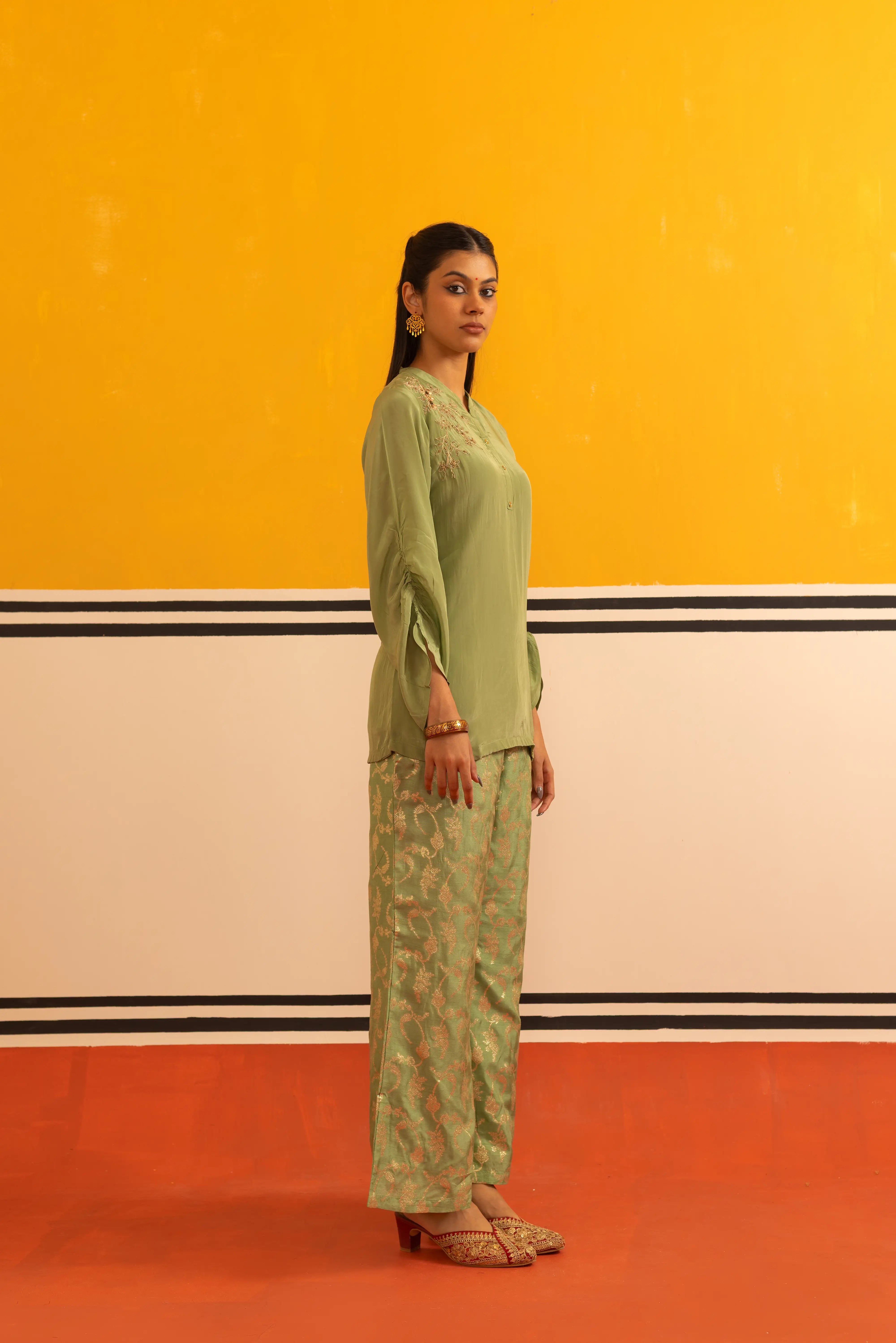 Green Silk Co-ord Set