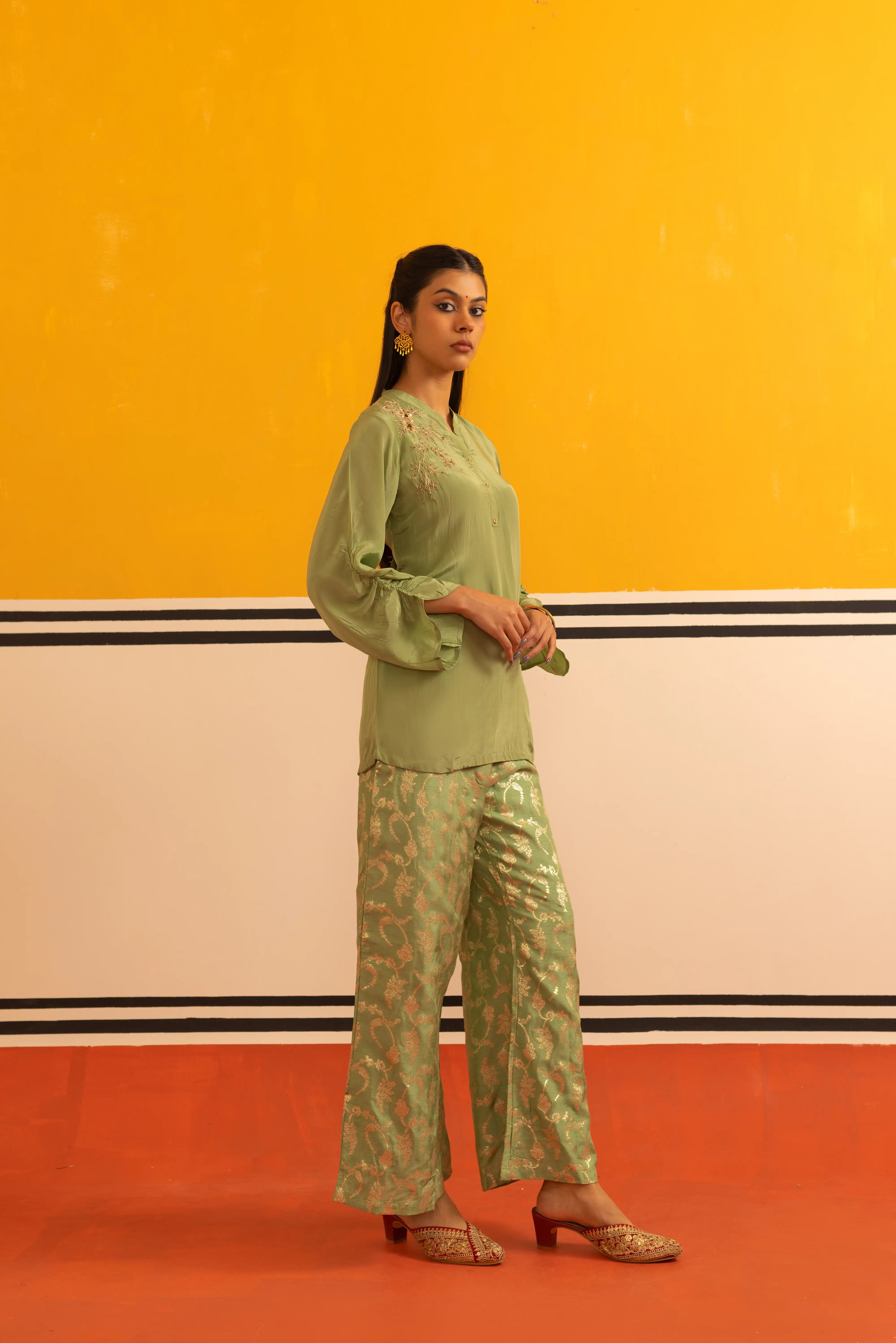 Green Silk Co-ord Set