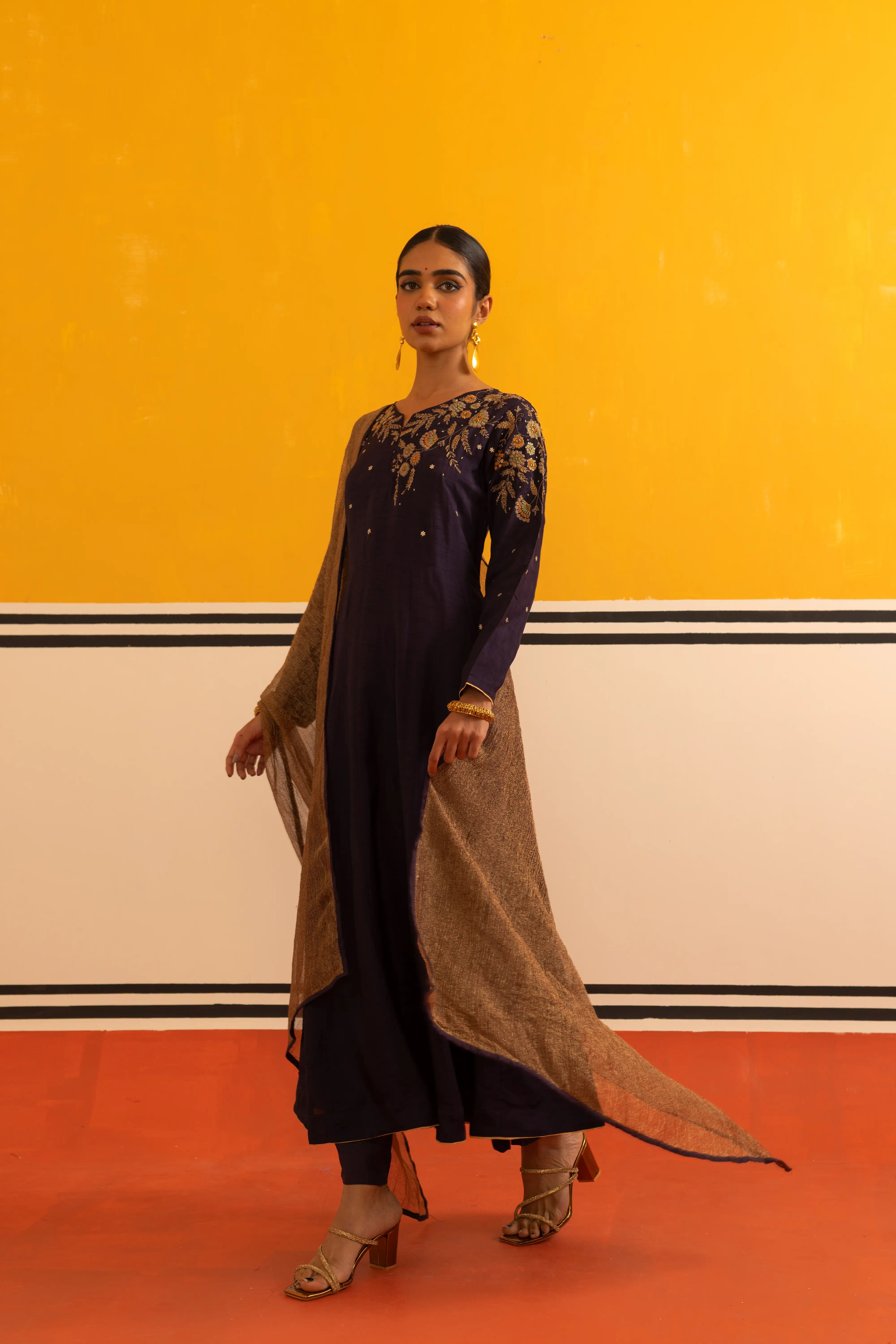 Stunning Magenta Flared Suit Set