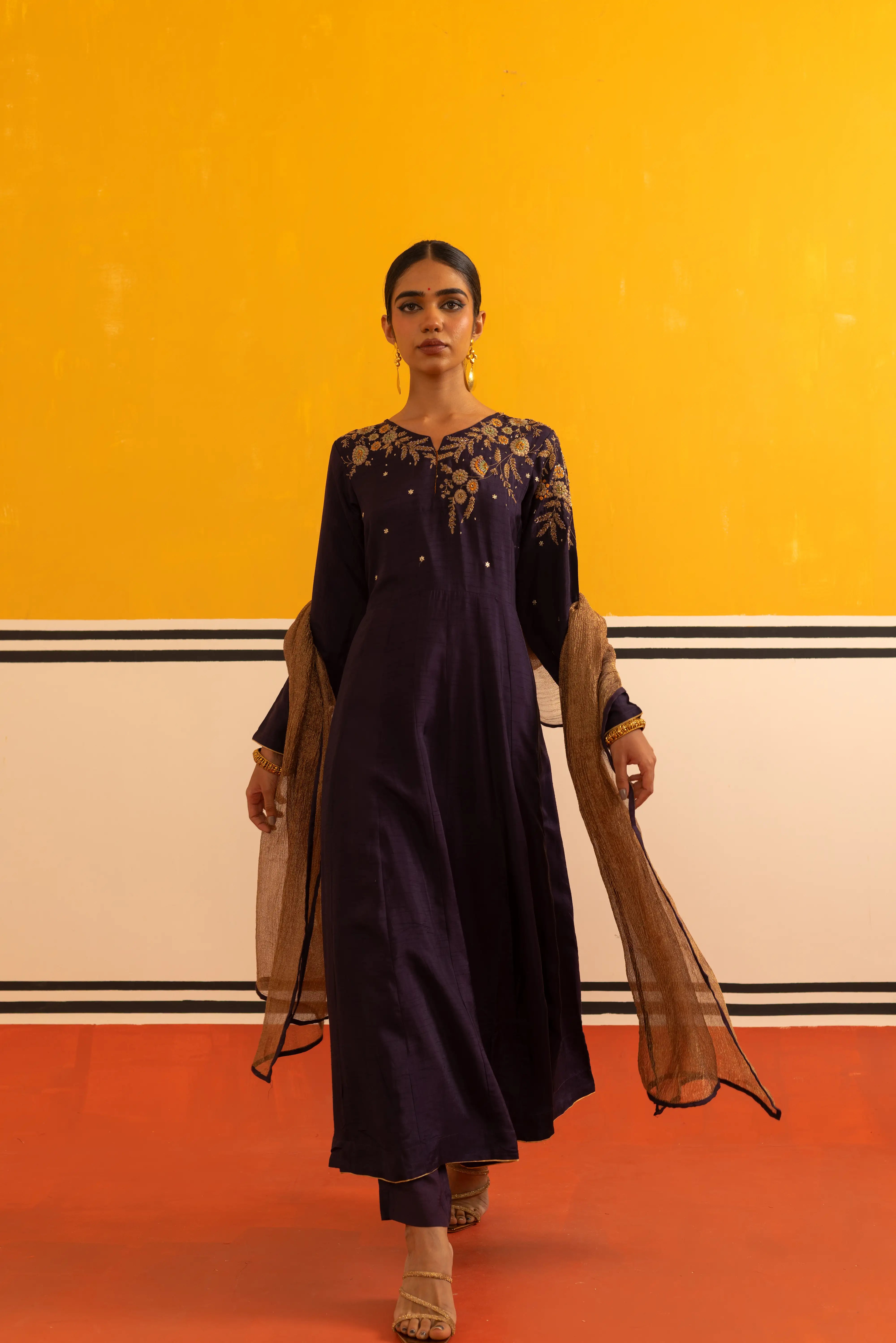 Stunning Magenta Flared Suit Set