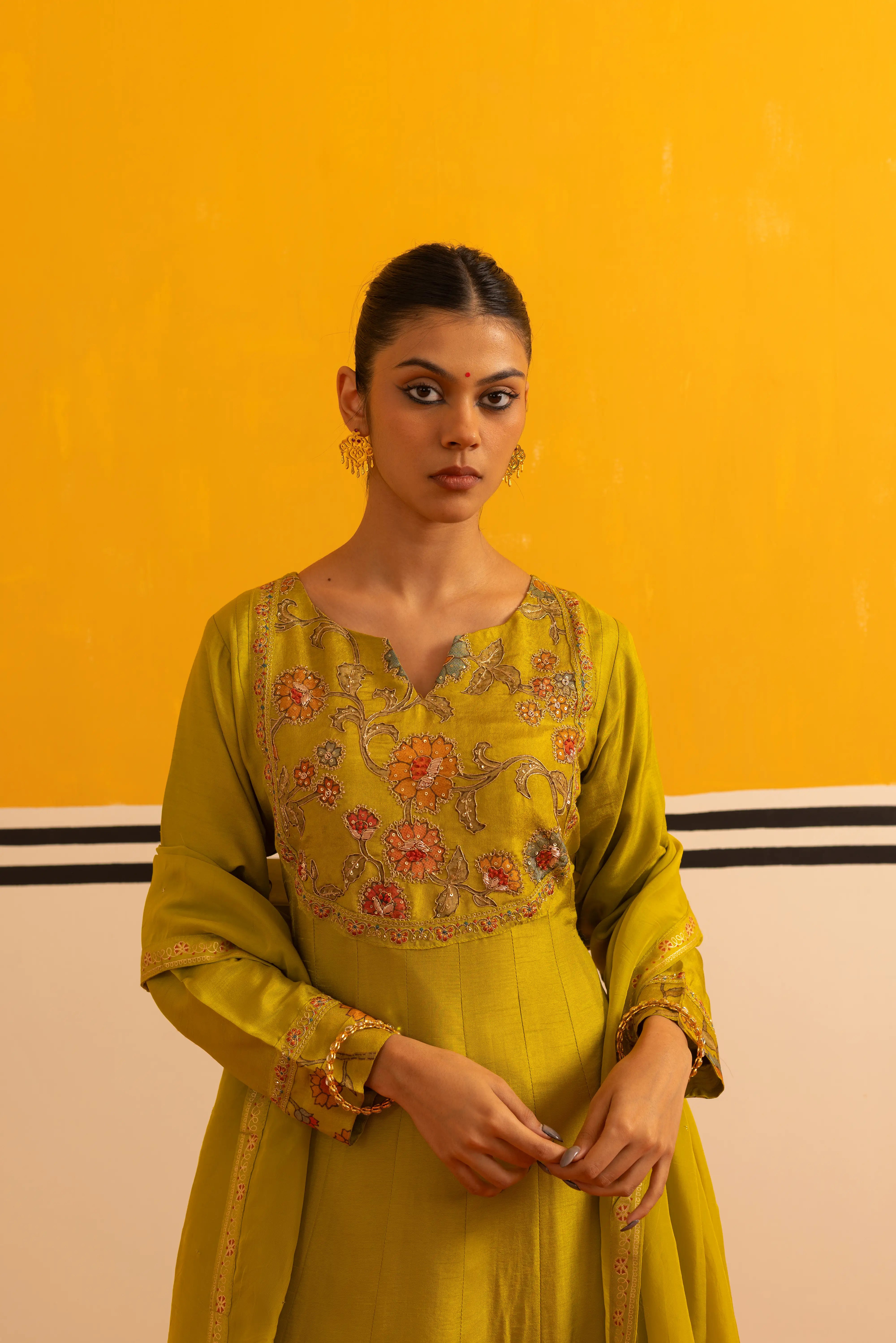 Radiant Lemon  Silk Flared Suit Set