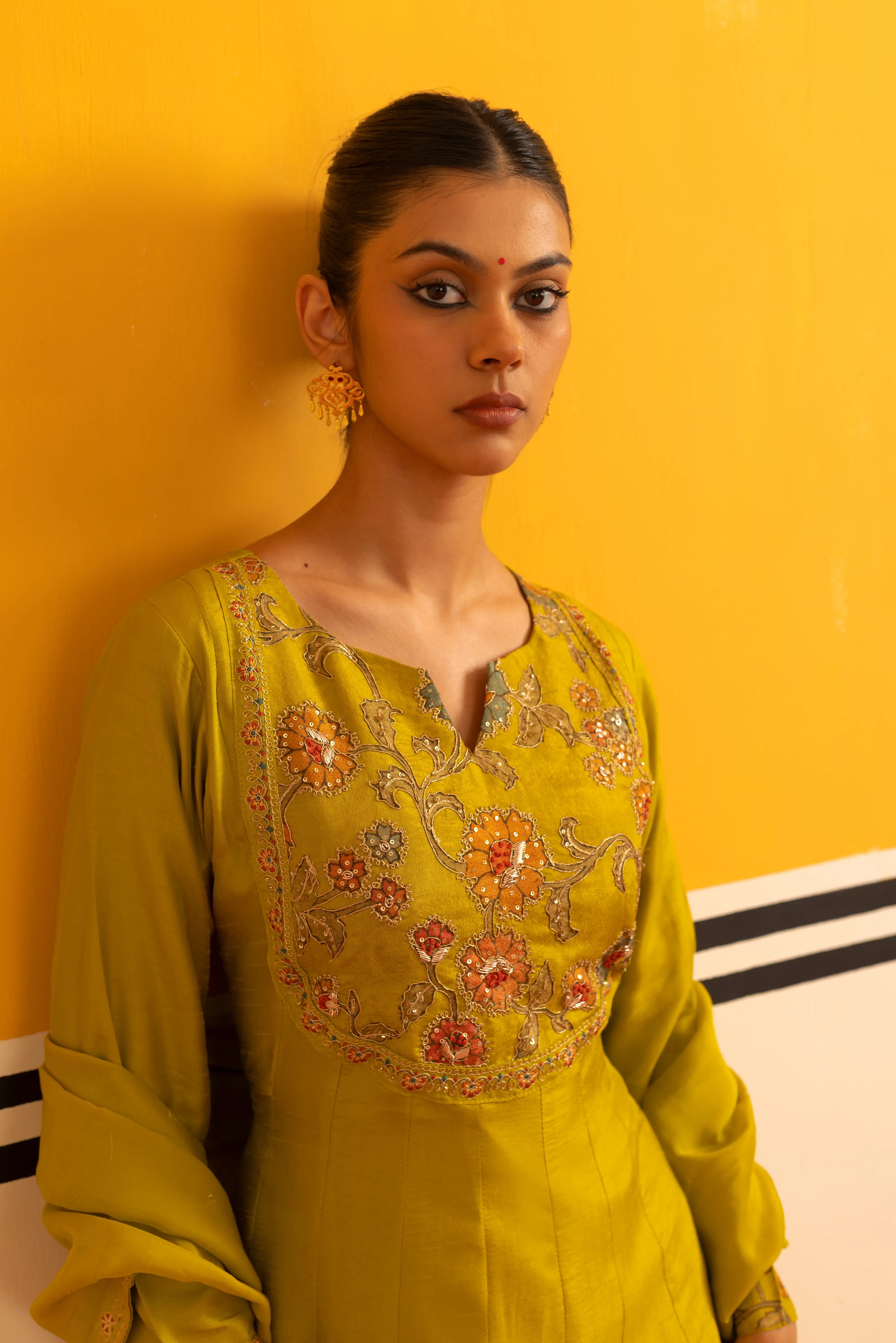 Radiant Lemon  Silk Flared Suit Set