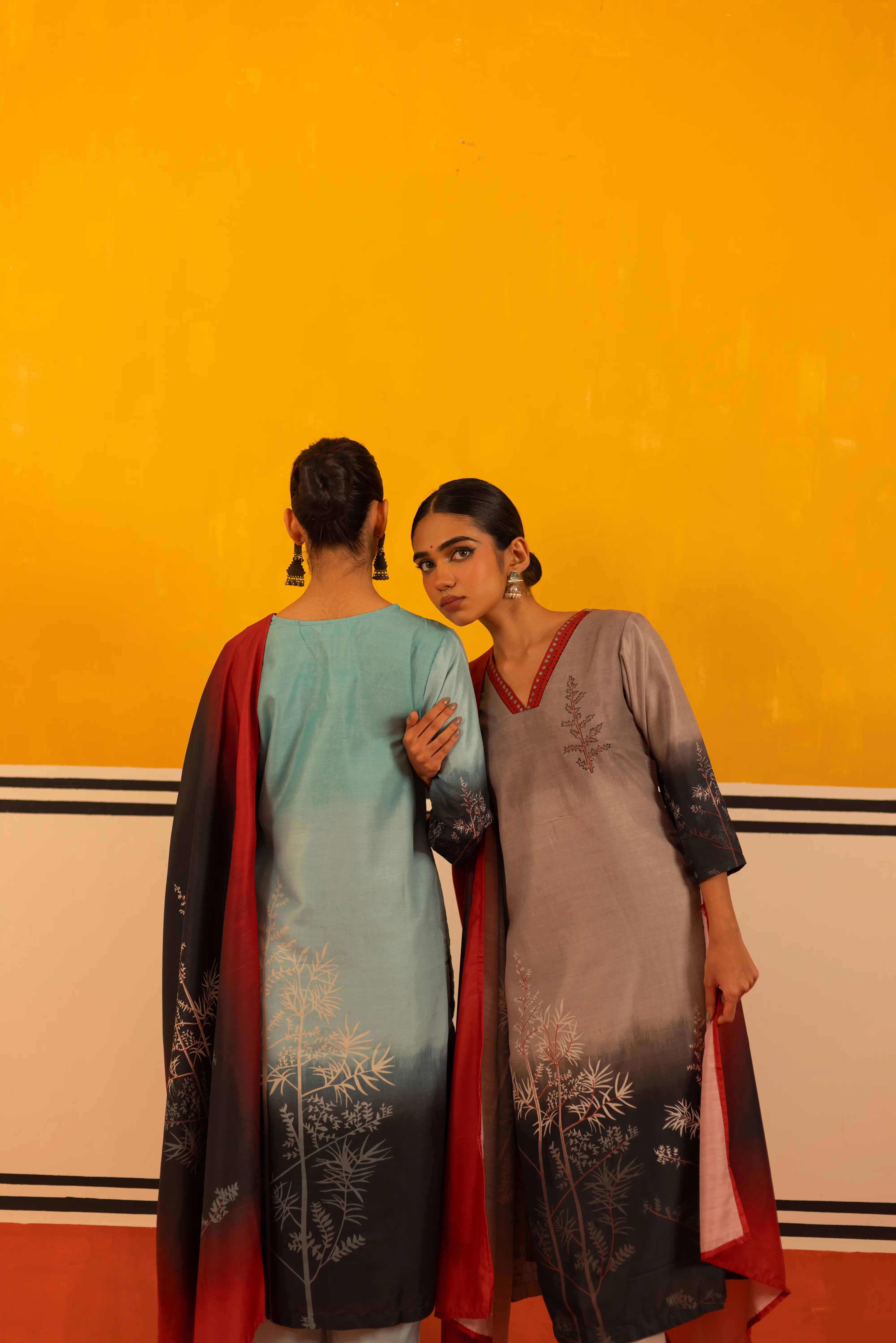 Sky Blue Muslin Straight Suit Set