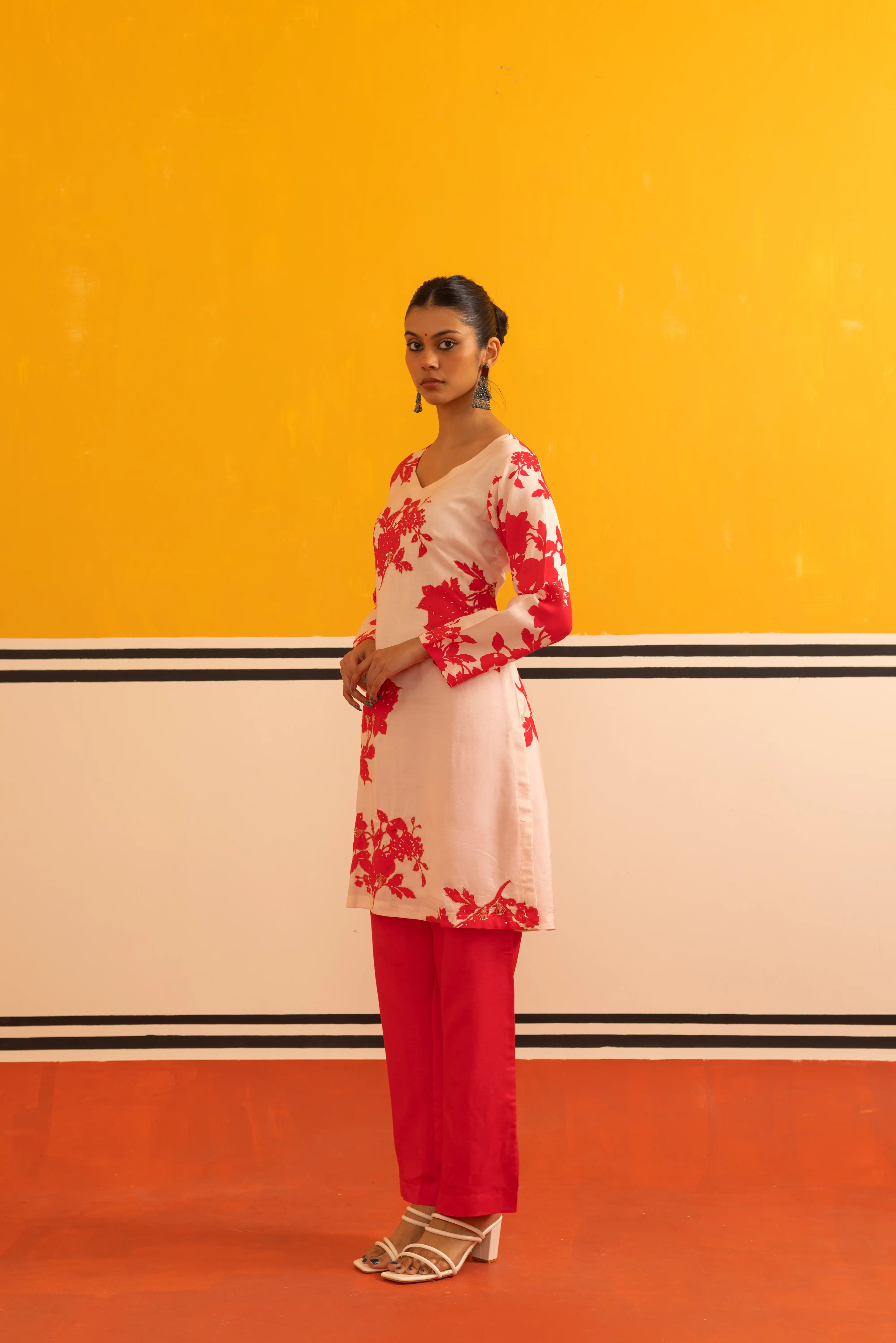 Cream Modal Chanderi Co-ord Set