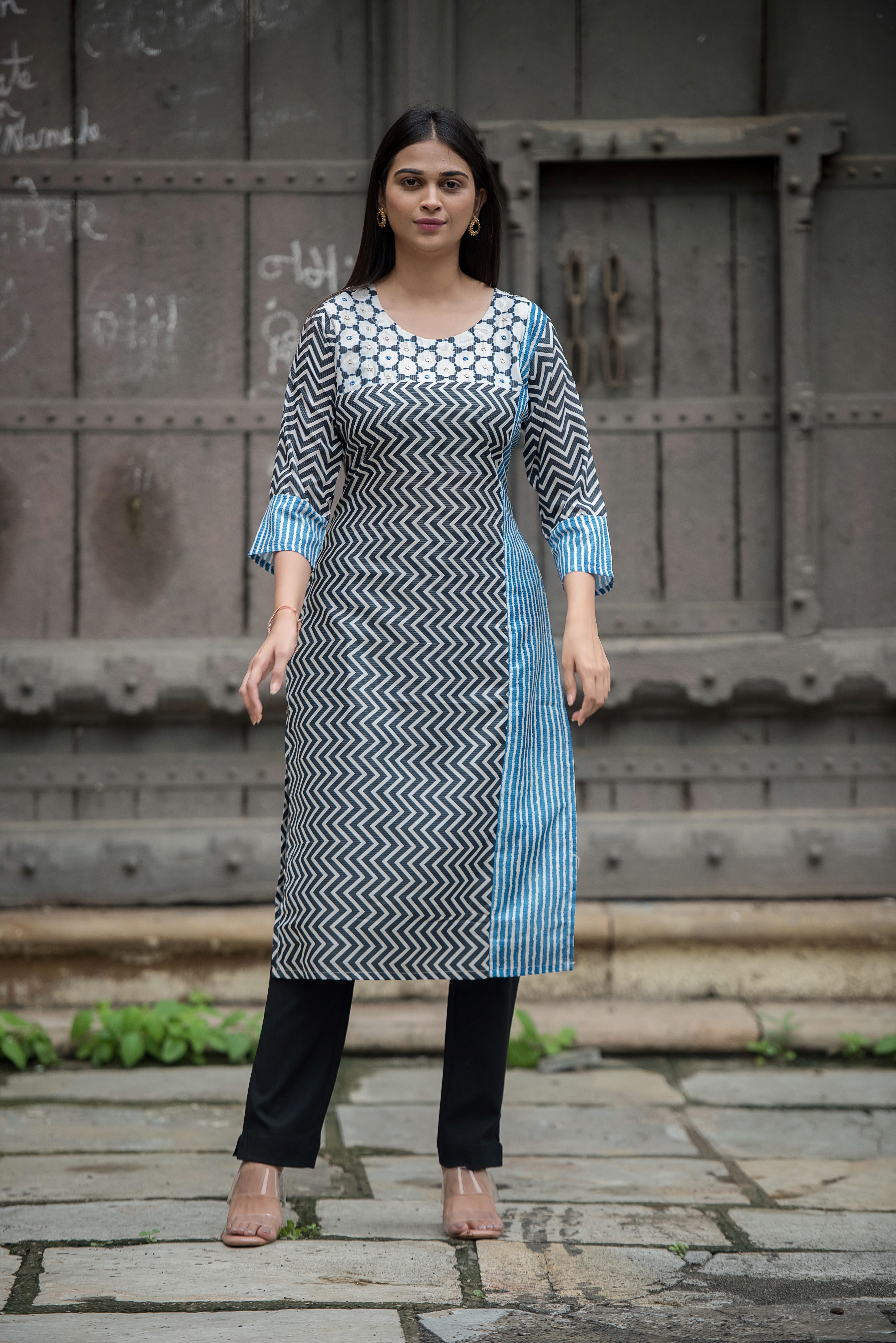Elegant Blue Kurti with Handwork Charm