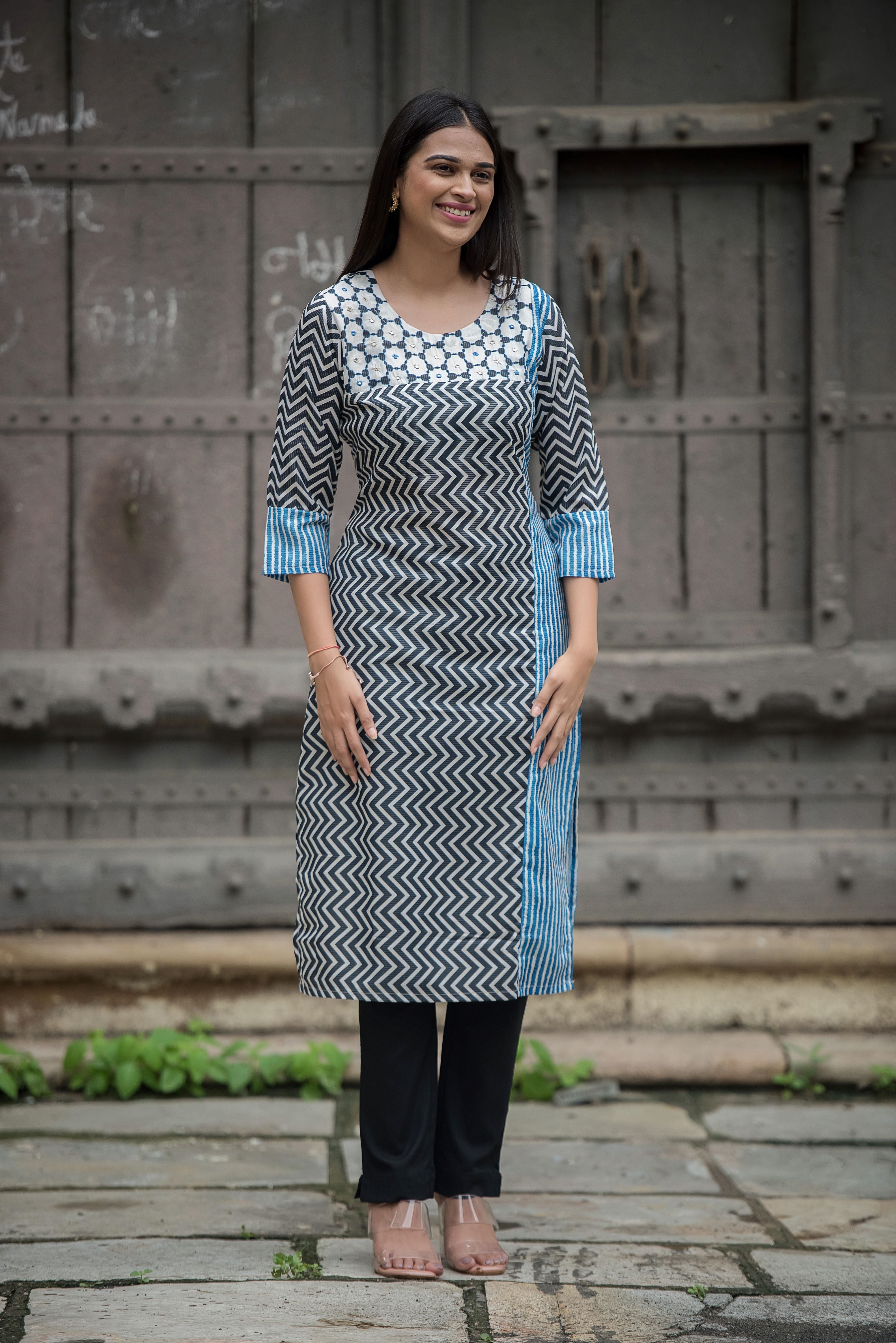 Elegant Blue Kurti with Handwork Charm