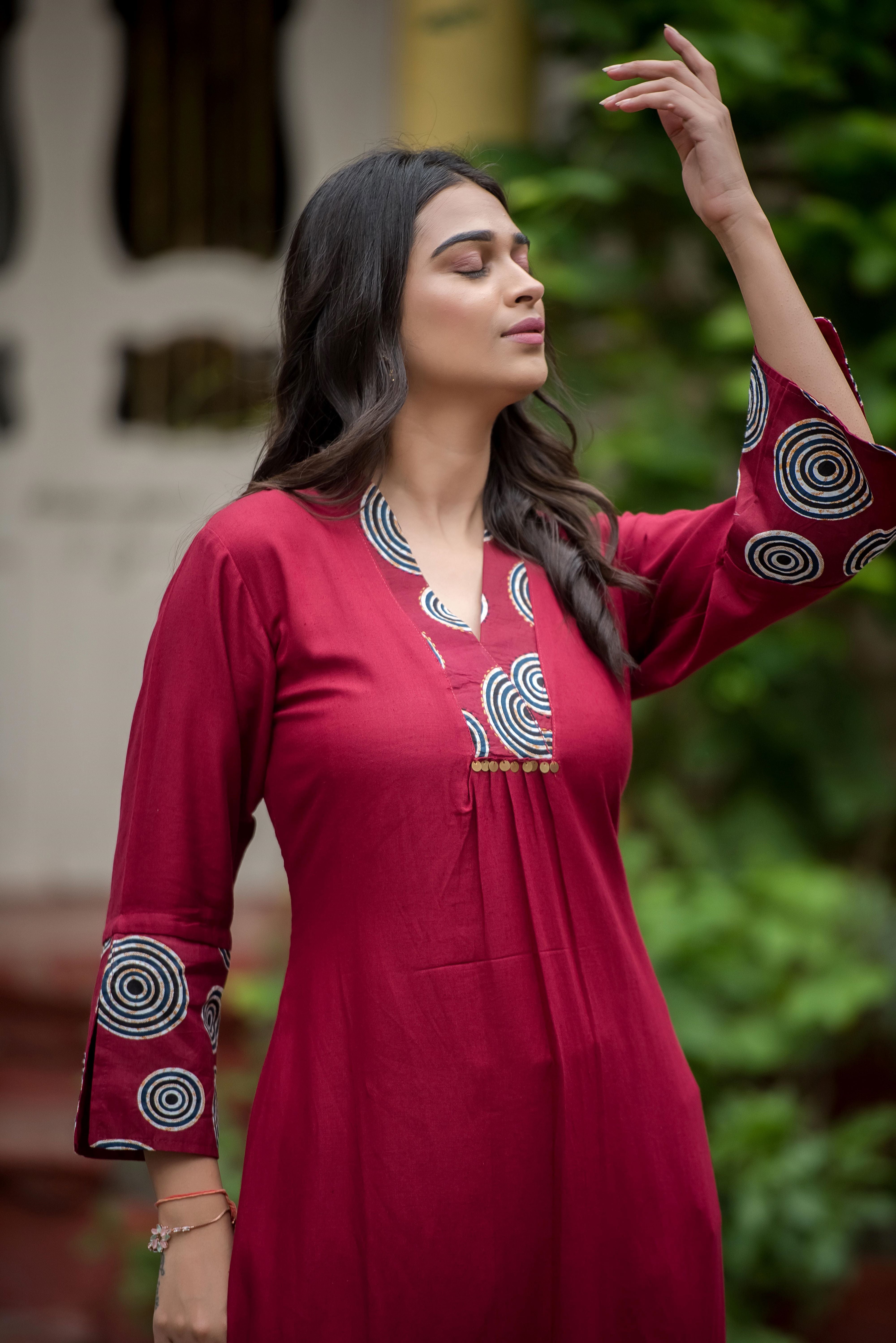 Maroon Straight Kurti – Effortless Elegance