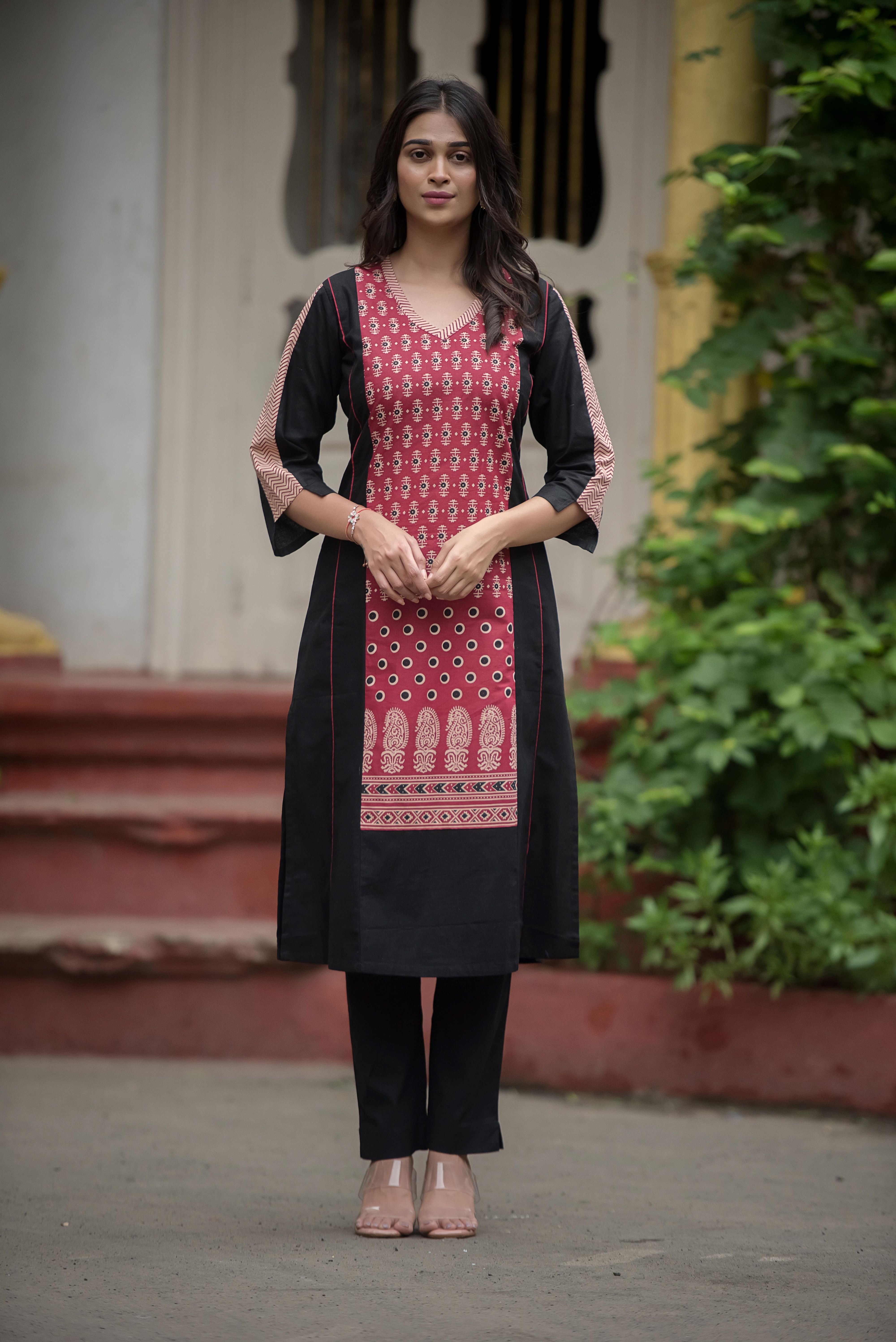 Elegant Black A-Line Kurti