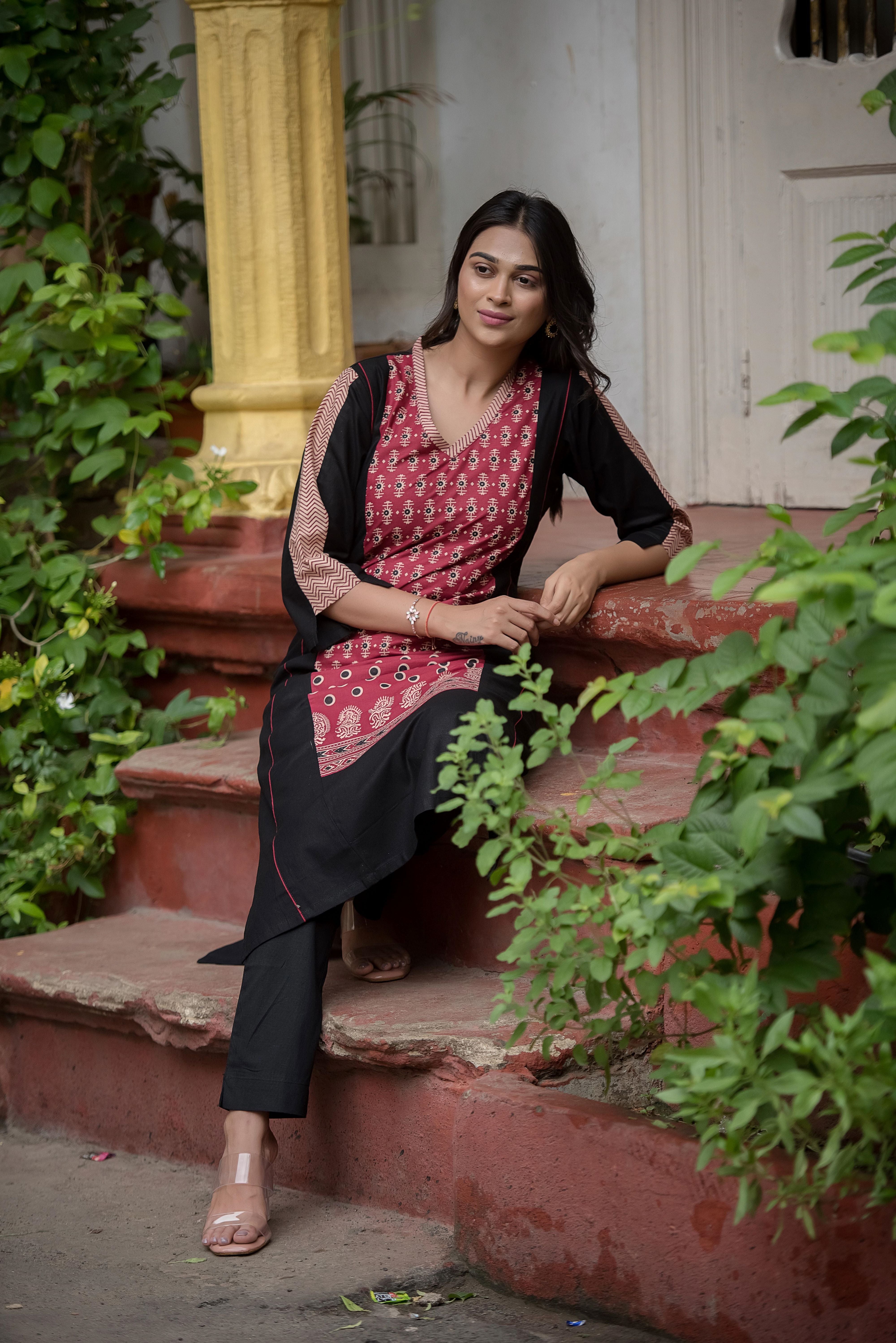 Elegant Black A-Line Kurti