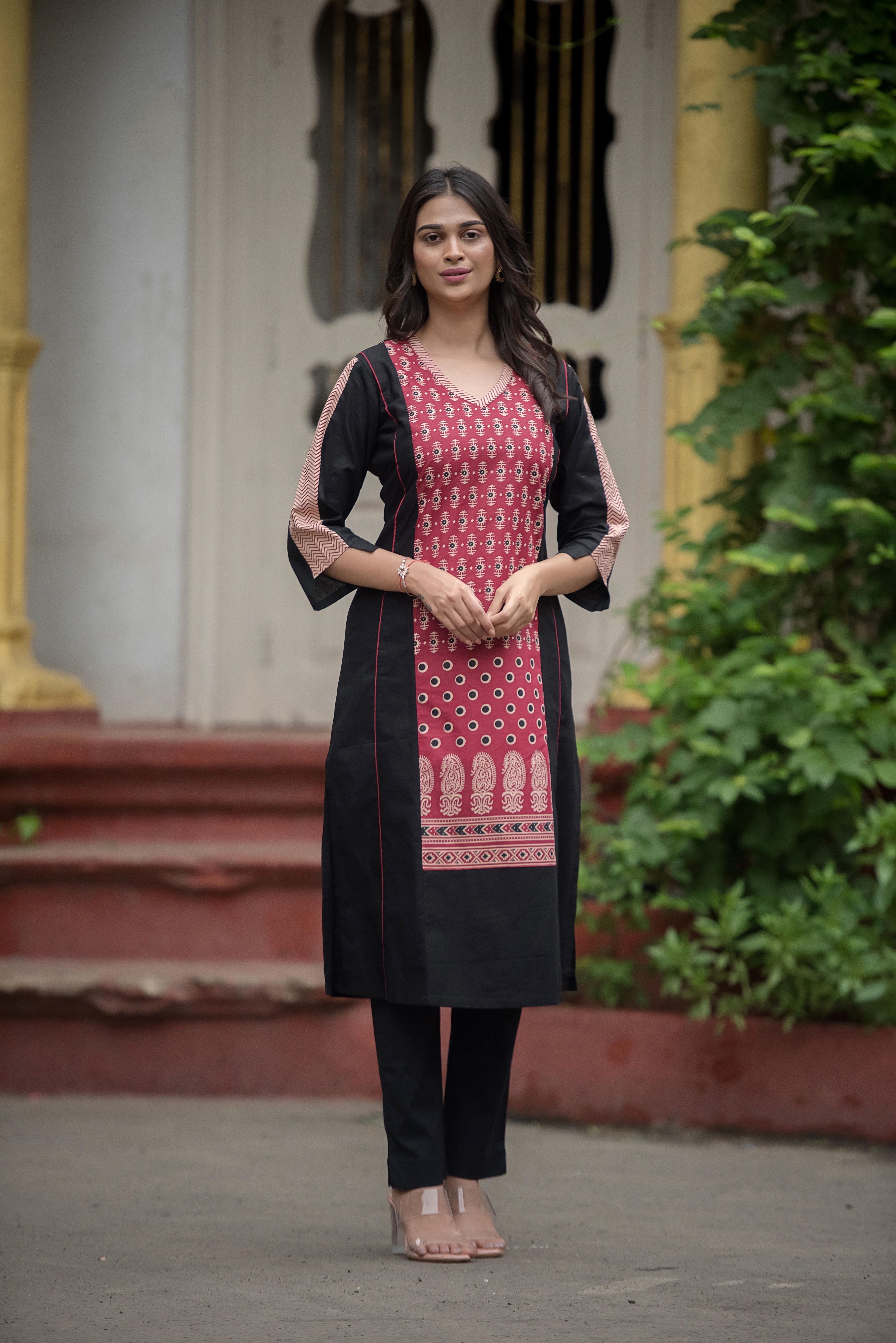 Elegant Black A-Line Kurti