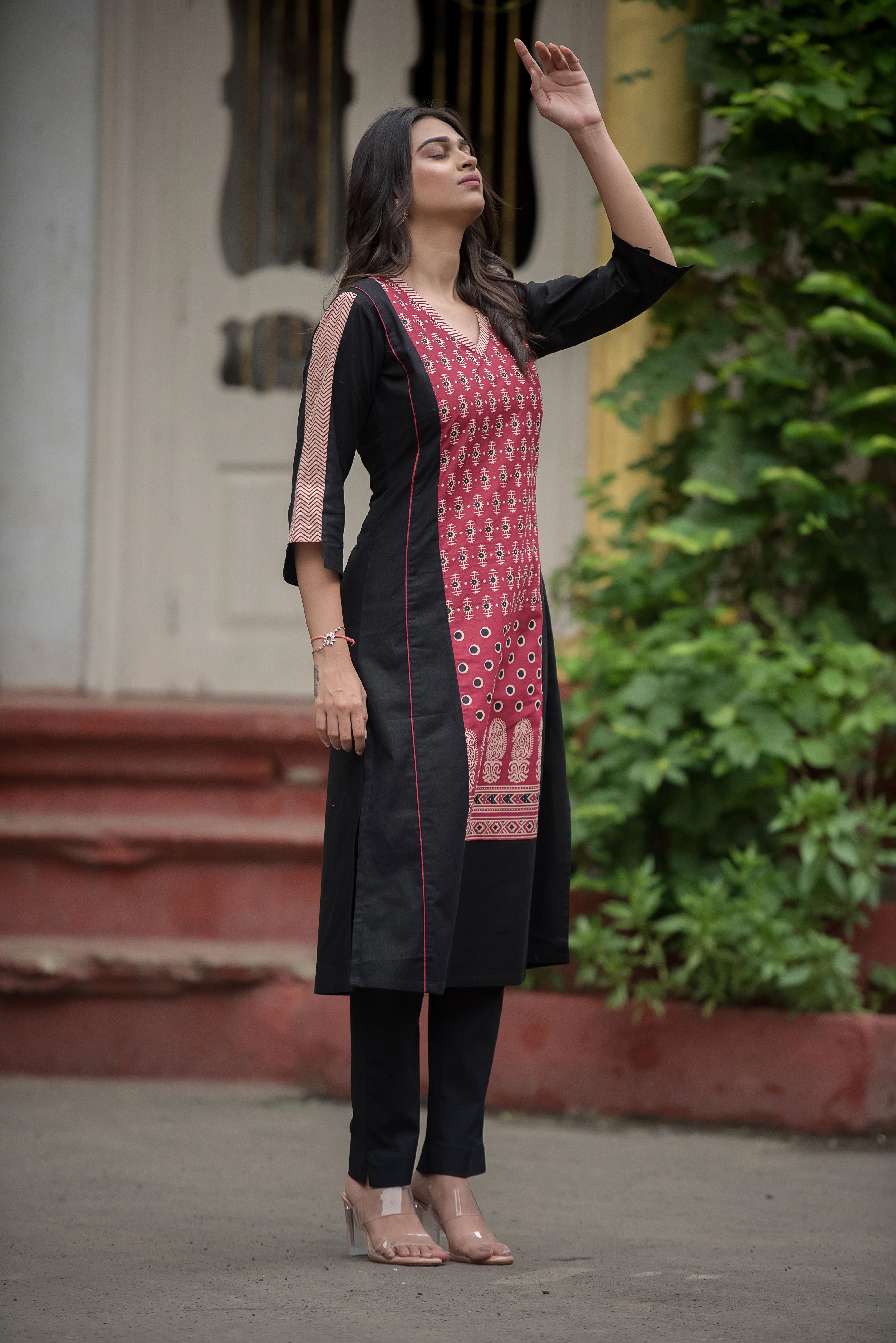 Elegant Black A-Line Kurti