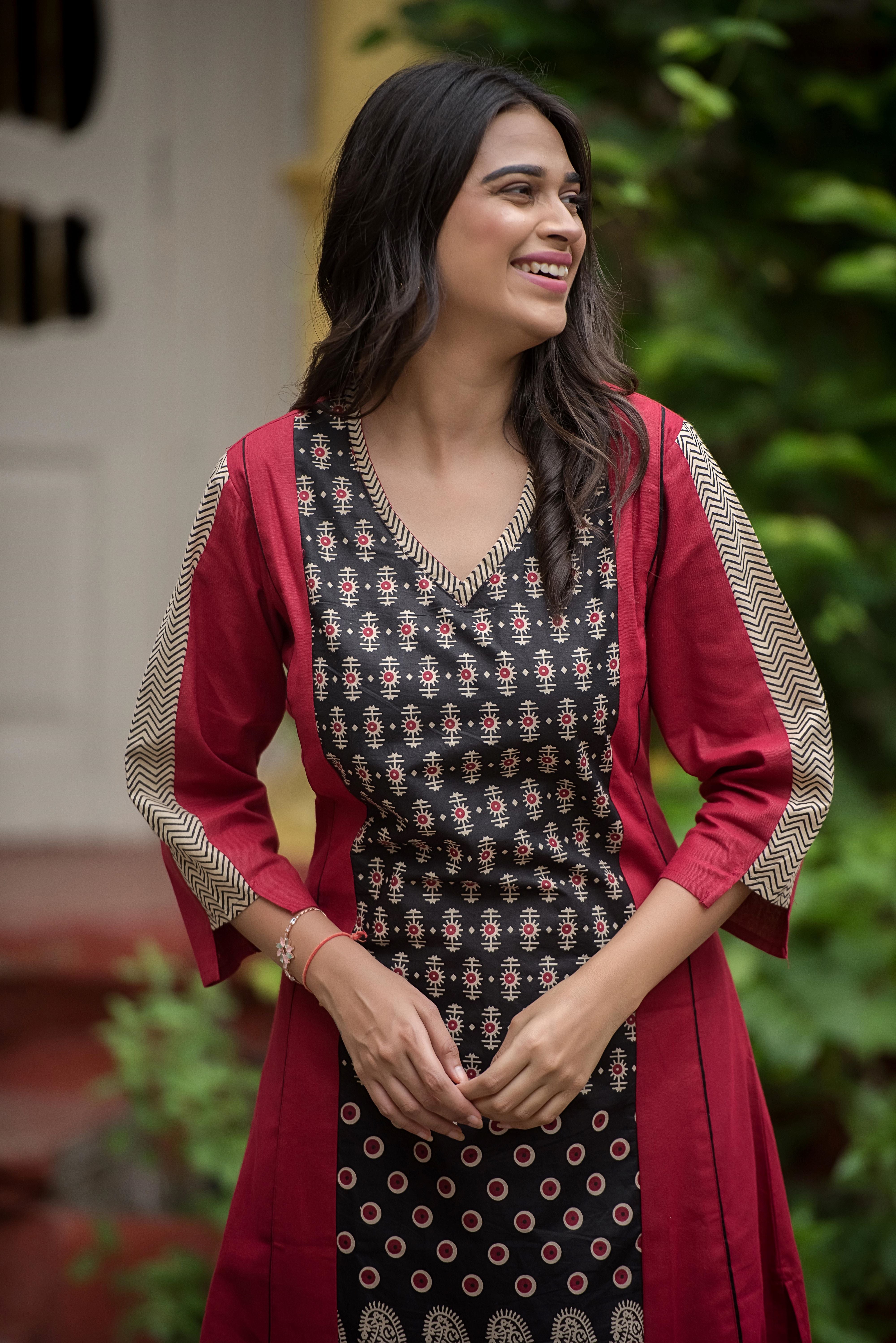 Elegant Maroon A-Line Kurti