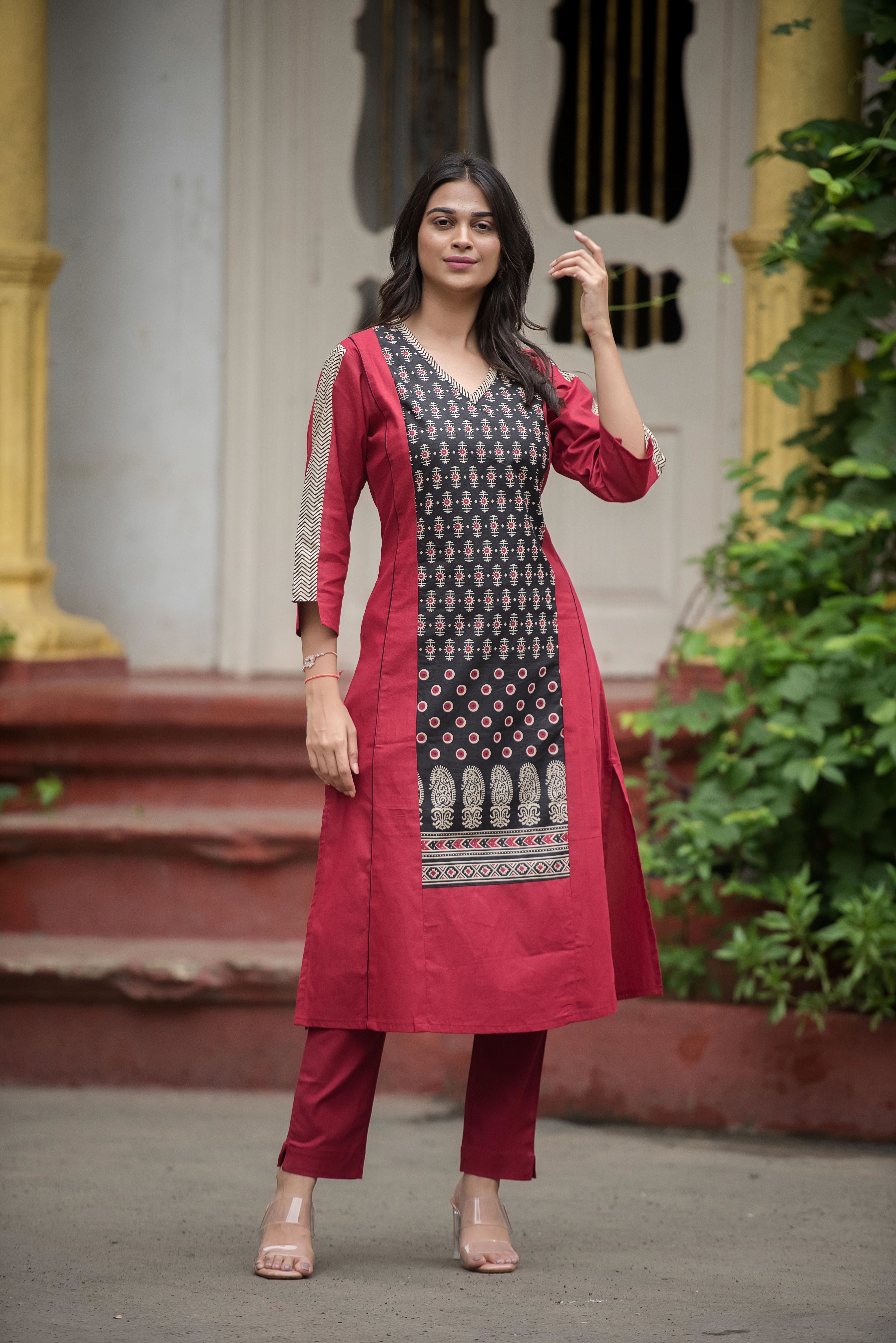 Elegant Maroon A-Line Kurti