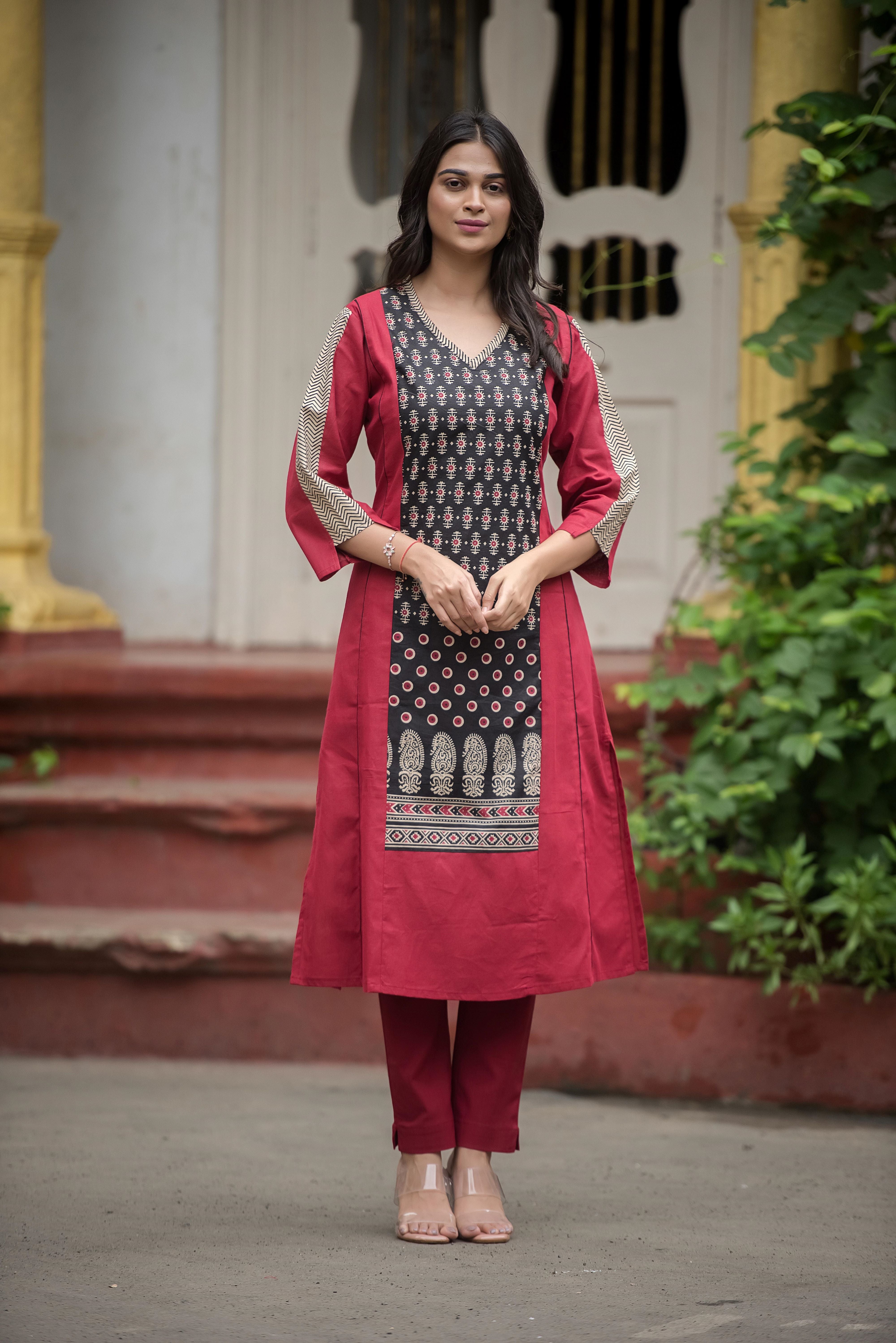 Elegant Maroon A-Line Kurti