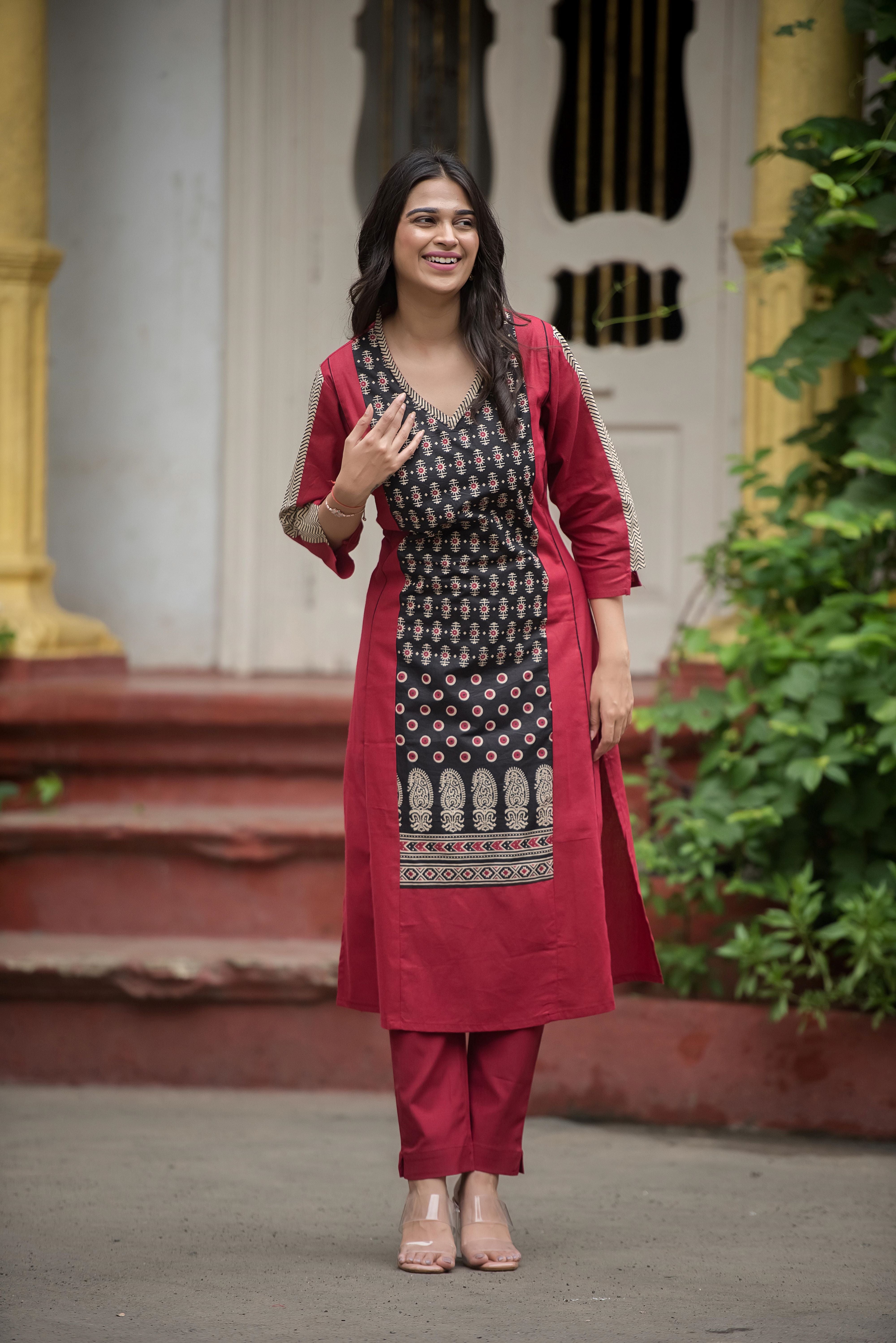 Elegant Maroon A-Line Kurti