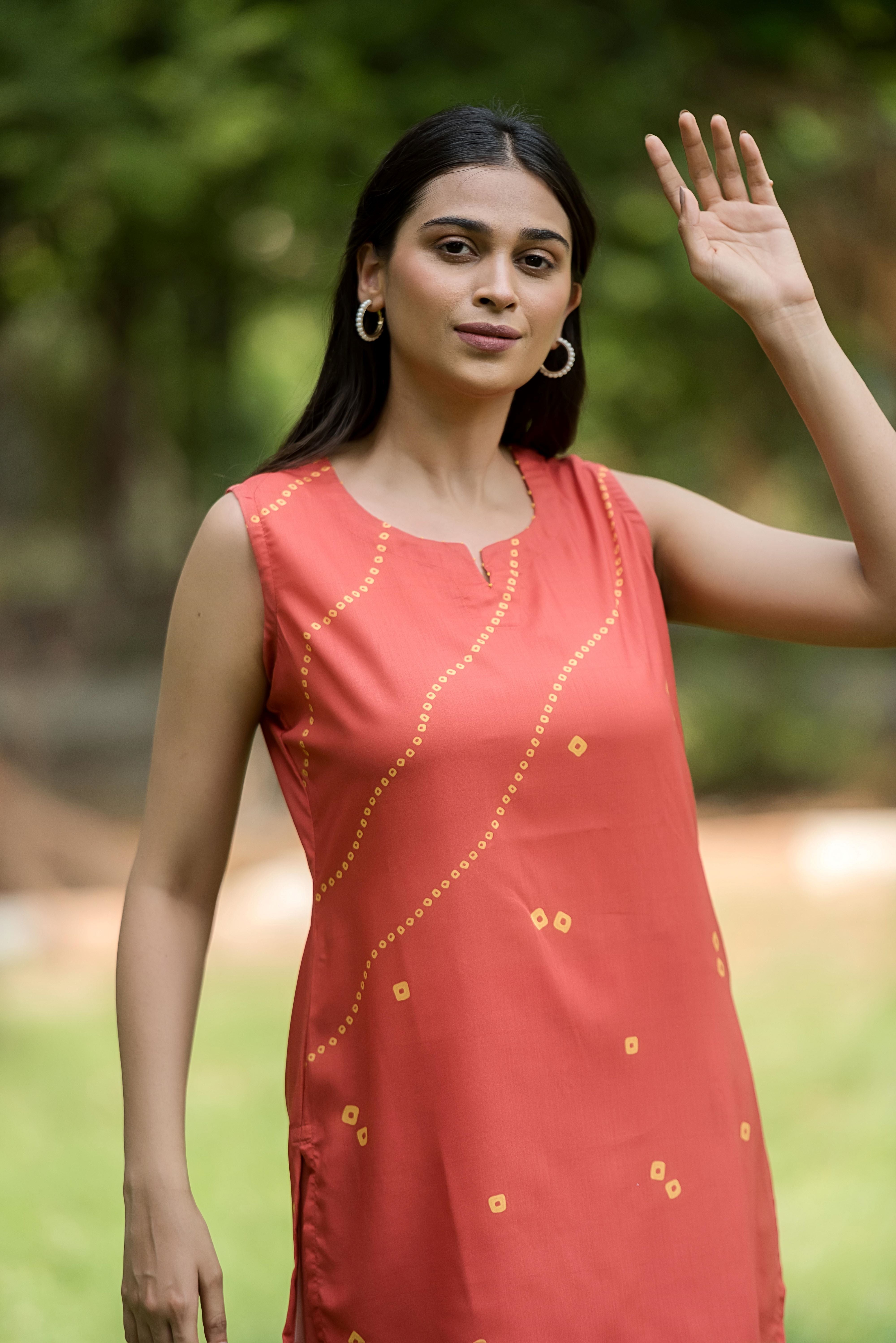 Rust Viscose Kurta Set