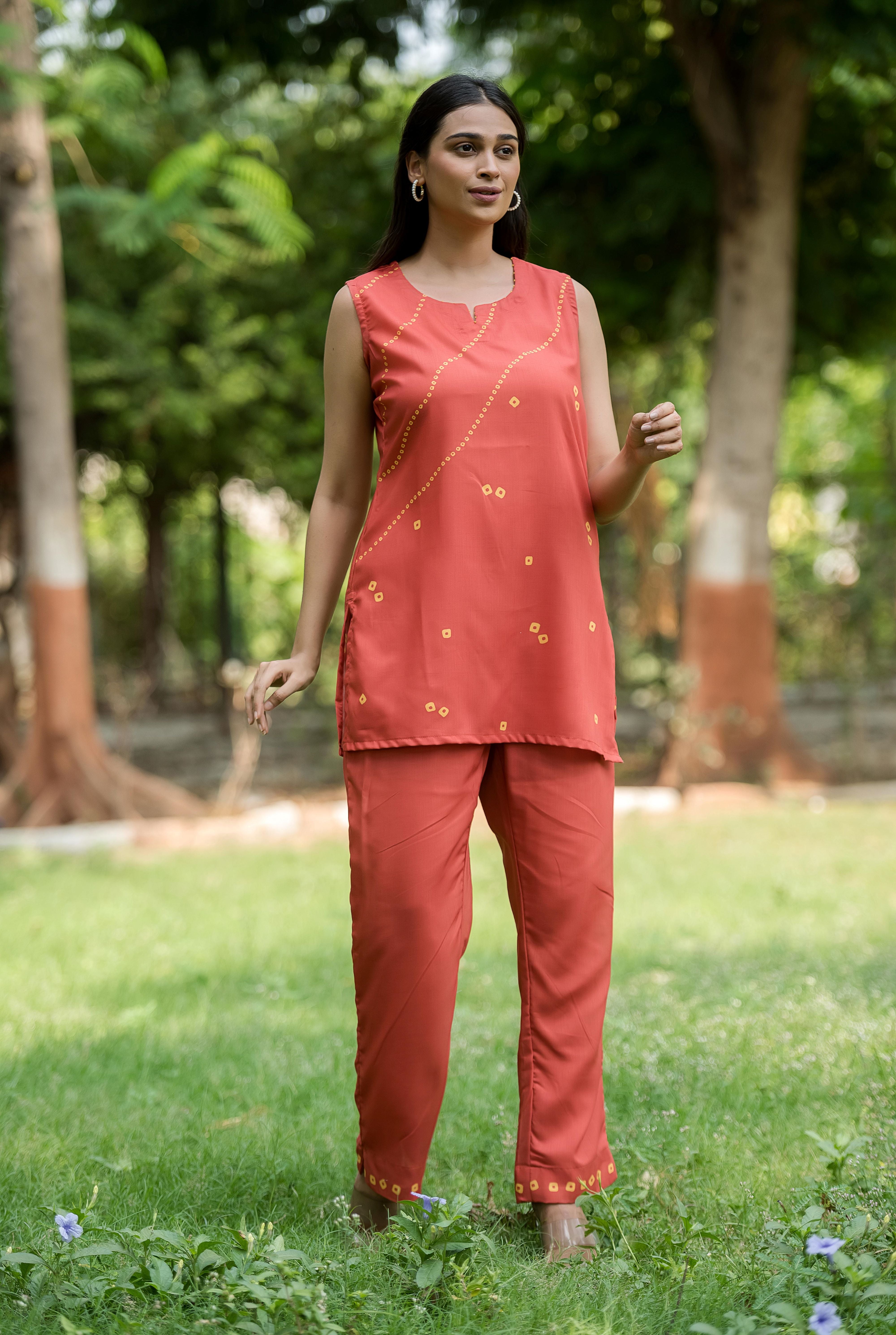 Rust Viscose Kurta Set