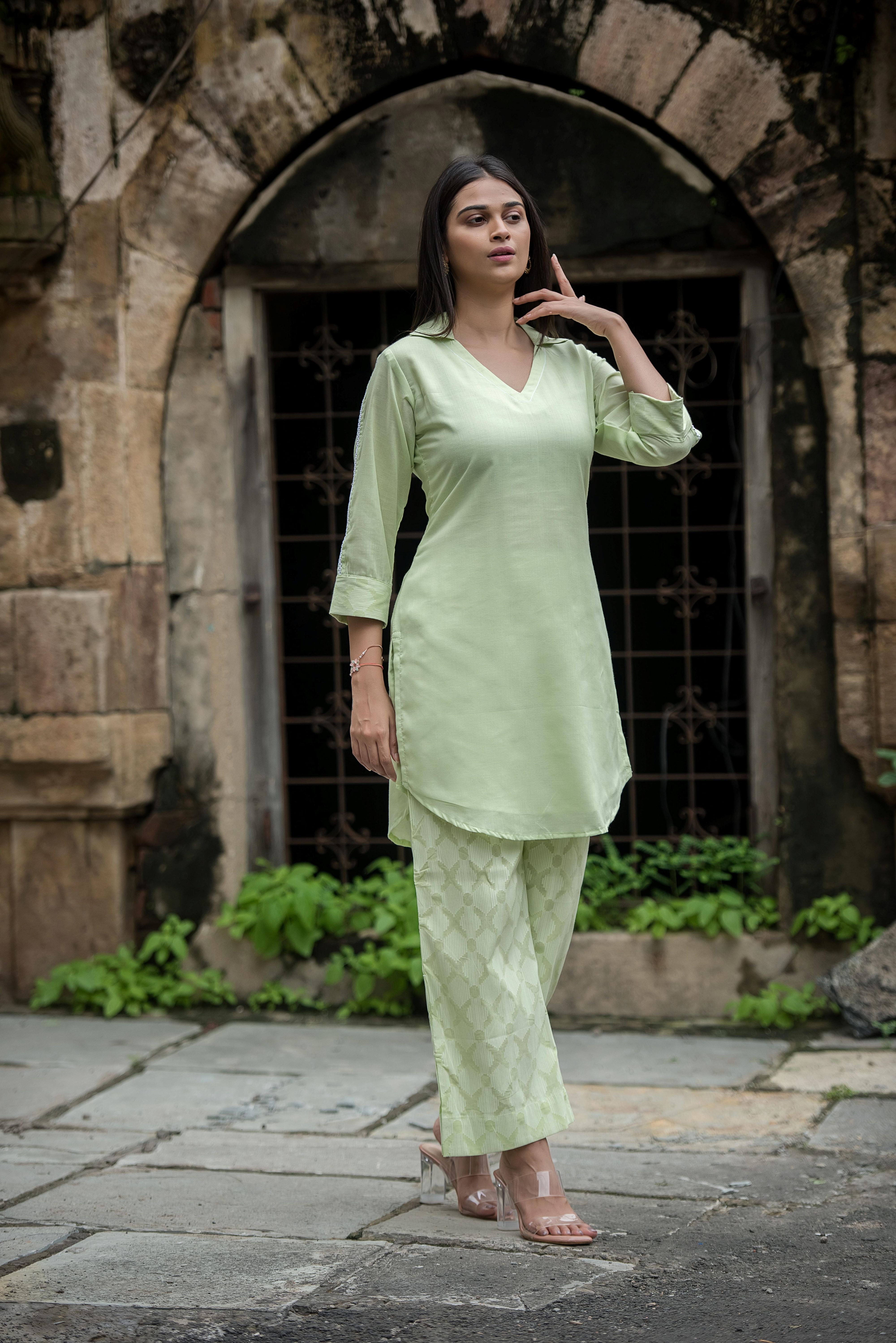 Elegant Pista Green Co-ord Set