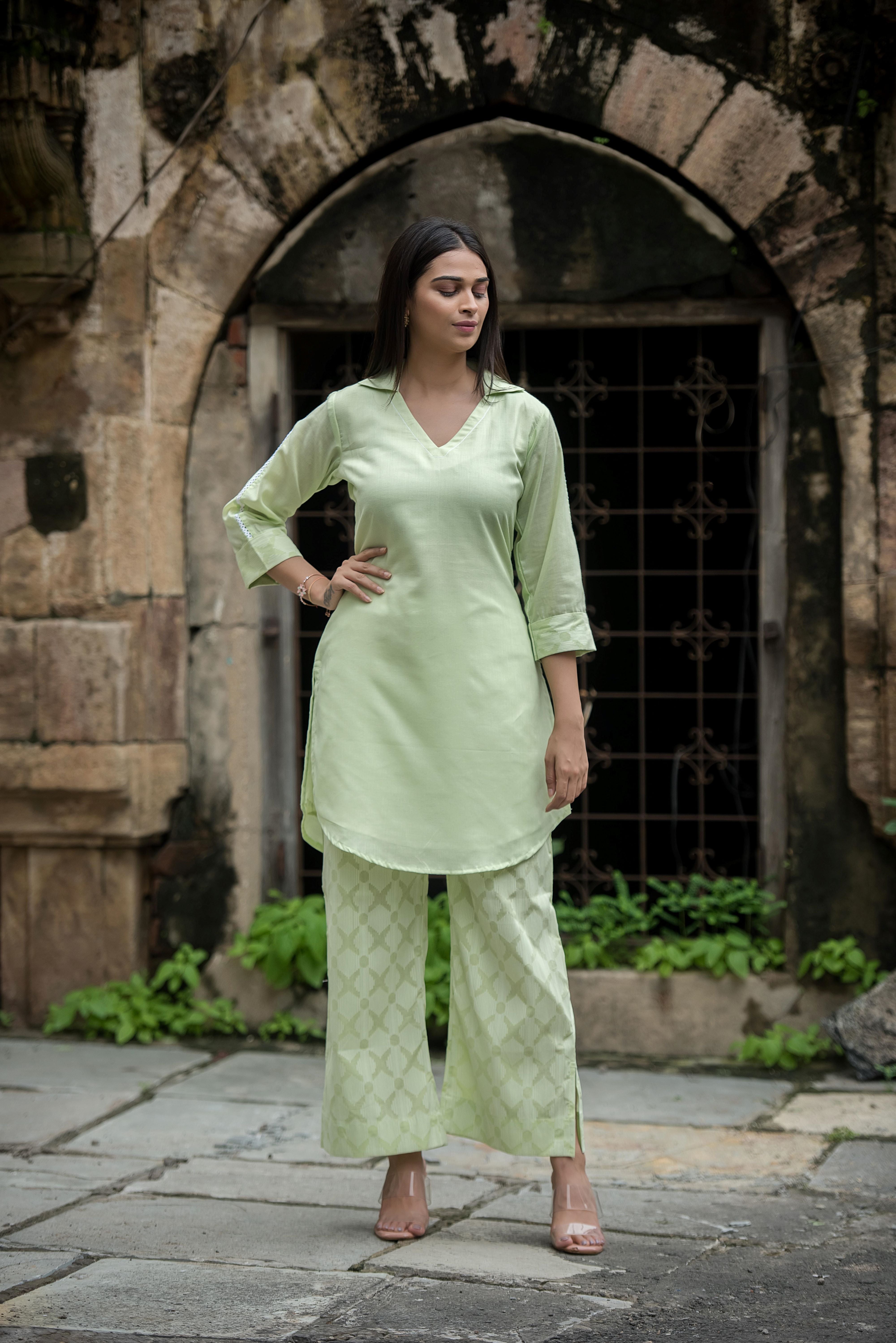 Elegant Pista Green Co-ord Set