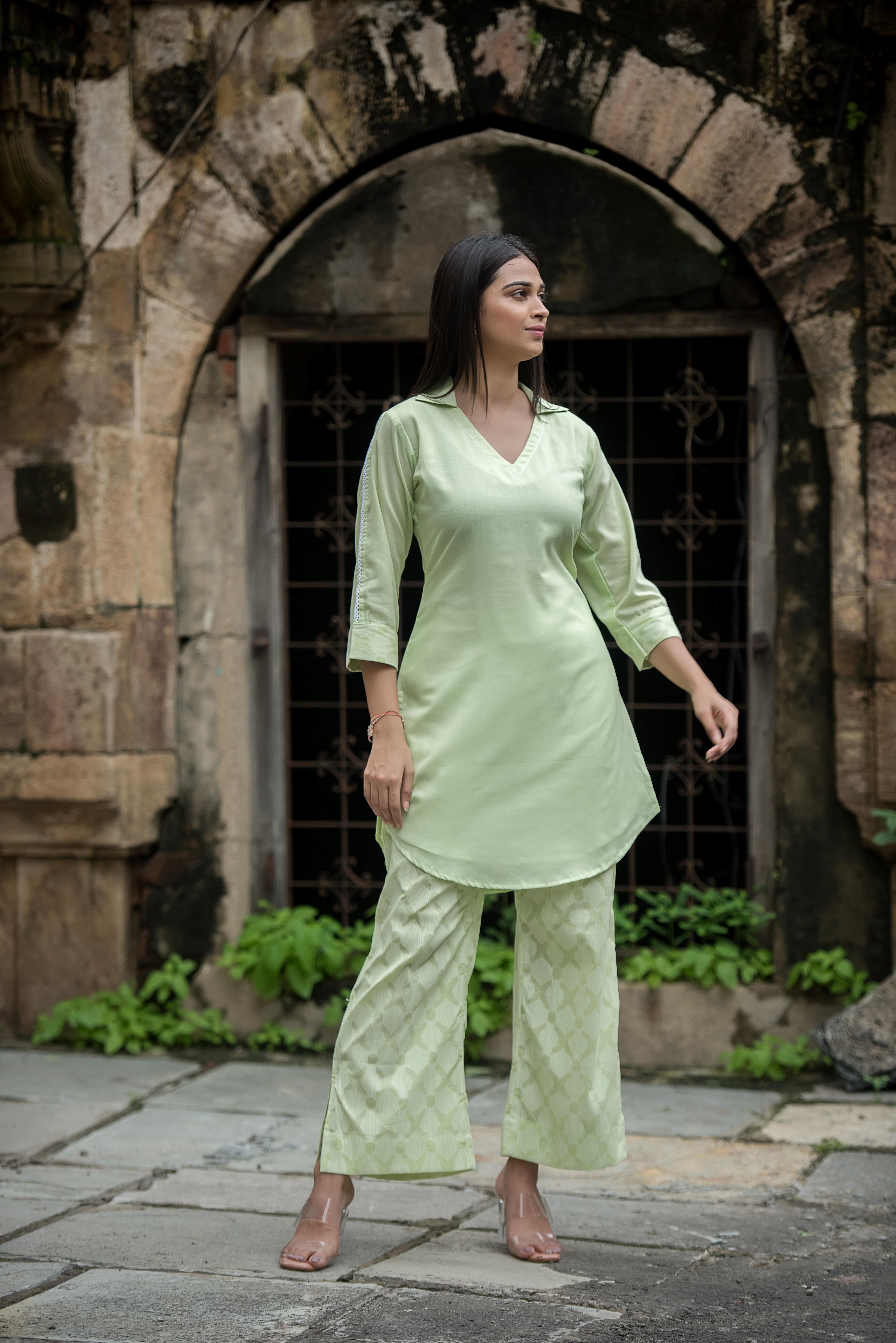 Elegant Pista Green Co-ord Set