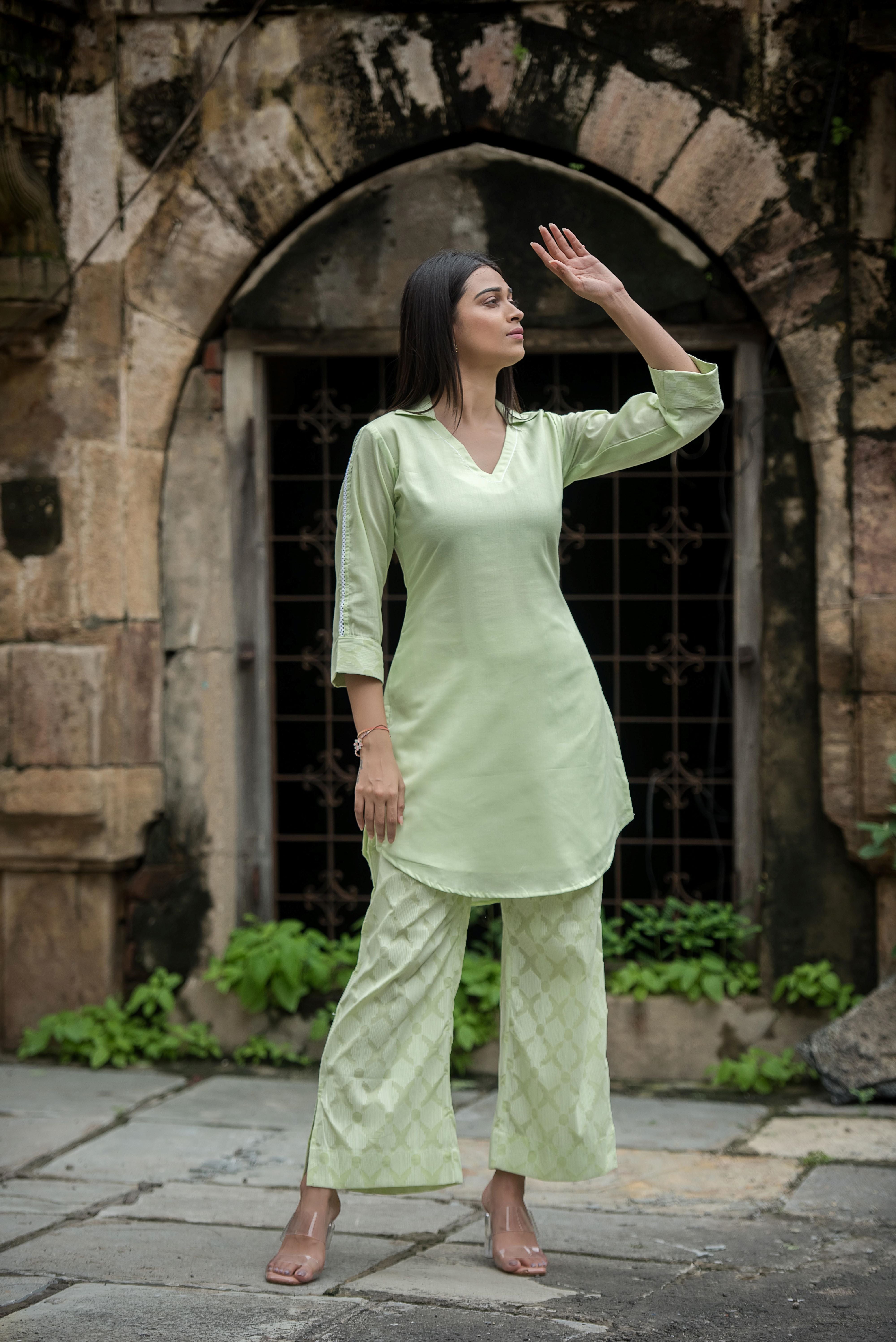 Elegant Pista Green Co-ord Set