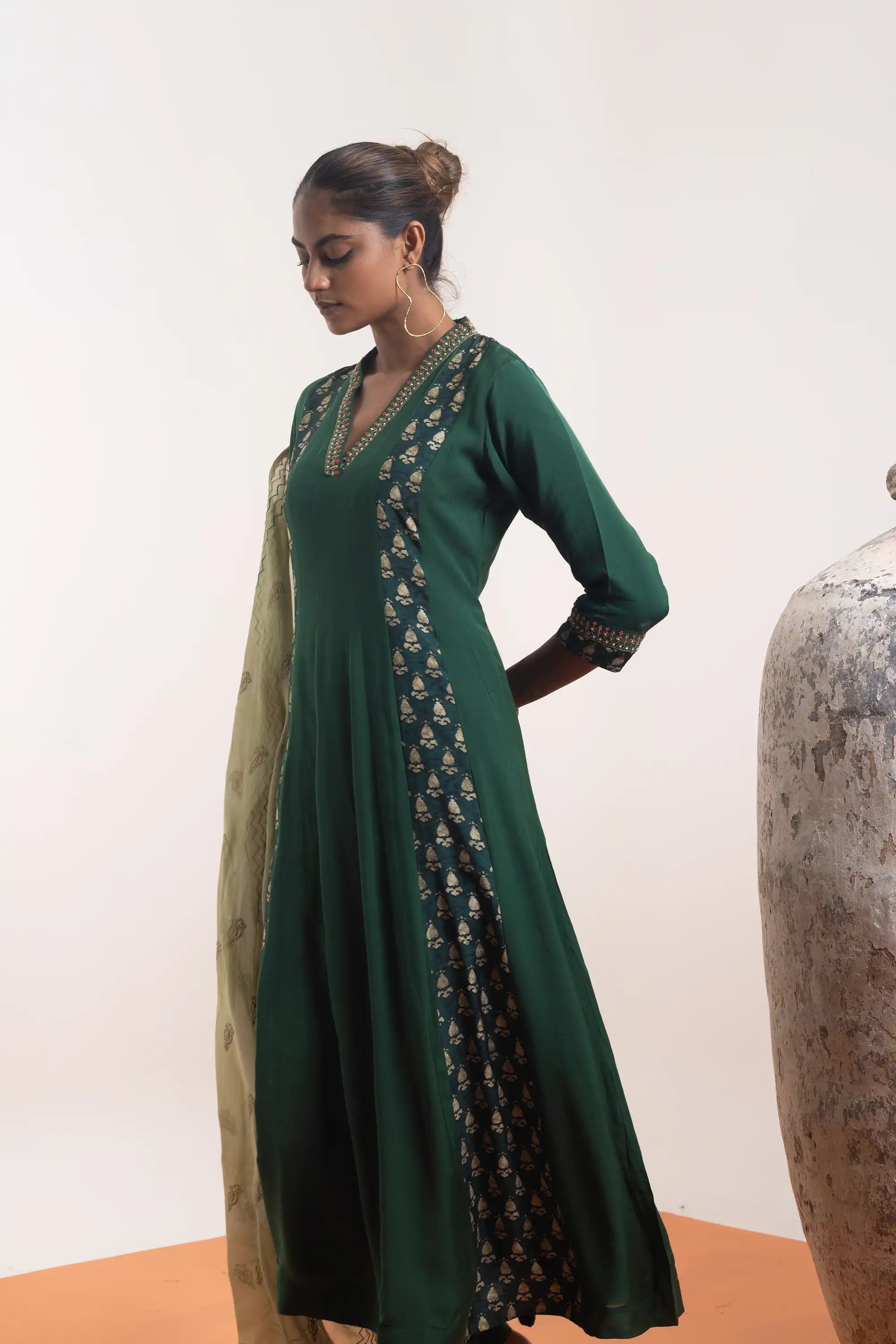 PAYAL Green Kalidar Suit Set with Hand work Detailing